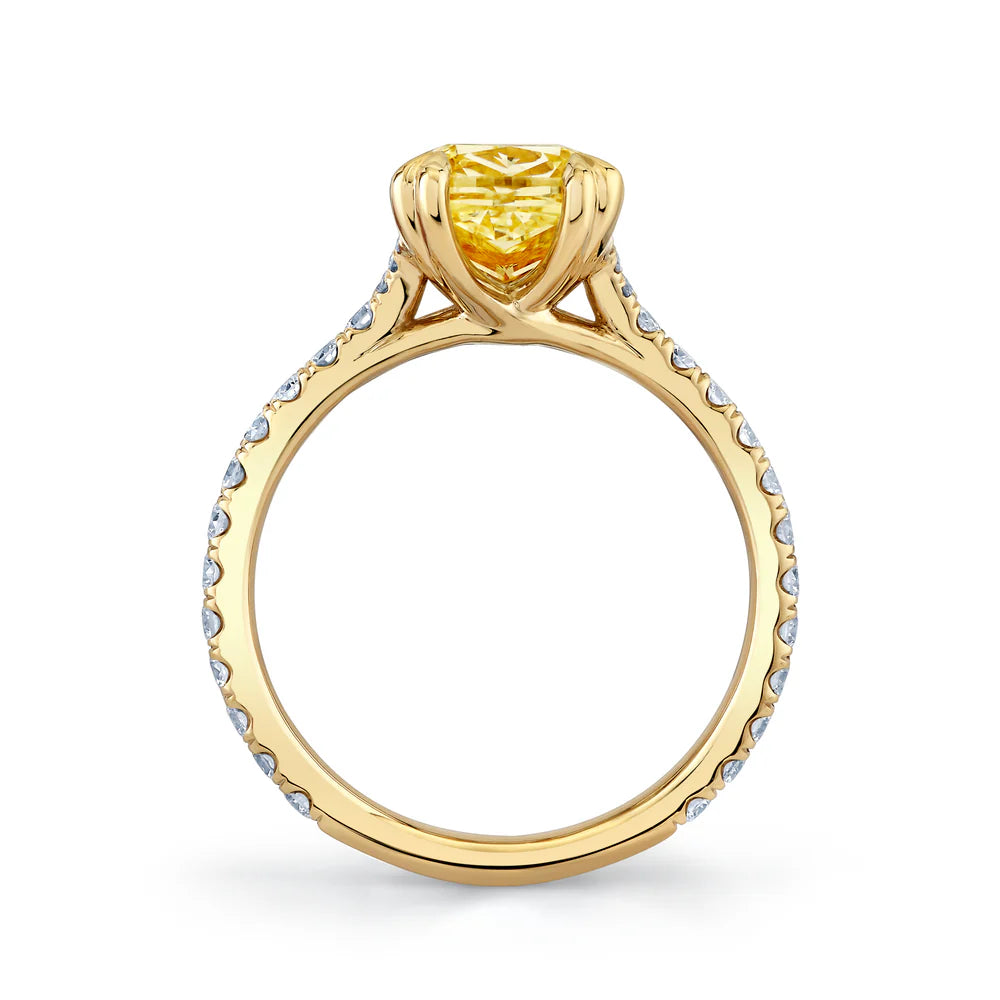 Common :: close up 2.63 carat yellow cushion diamond ring luxury design
