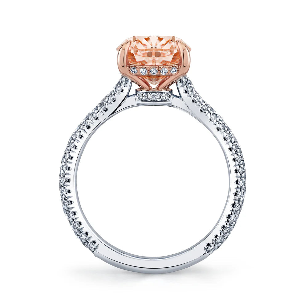 Common :: fancy pink cushion diamond ring pavé band IGI certified