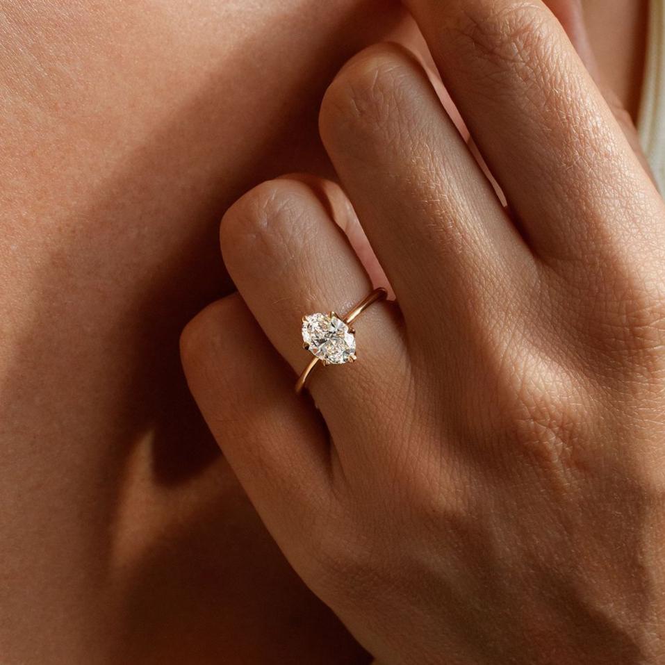 1.10ct Oval Lab Grown Diamond Engagement Ring | 6 Claw Solitaire | IGI Certified