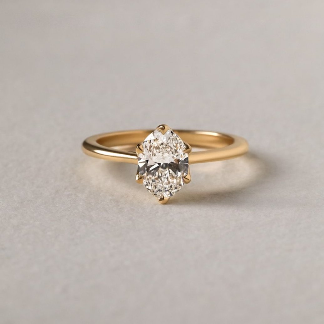 1.10ct Oval Lab Grown Diamond Engagement Ring | 6 Claw Solitaire | IGI Certified