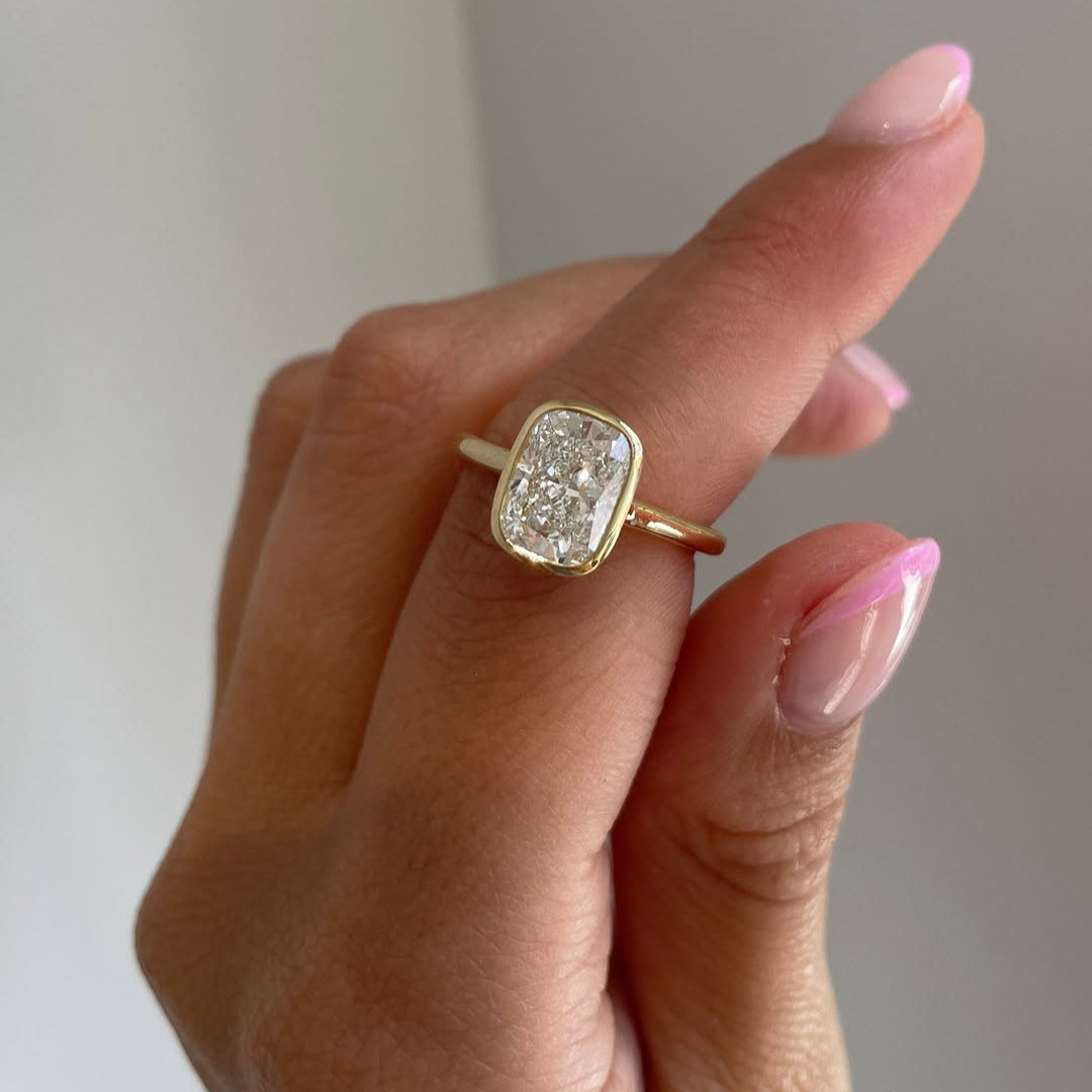 Elongated Cushion 2.50ct Lab Diamond Cathedral Bezel Engagement Ring | IGI Certified