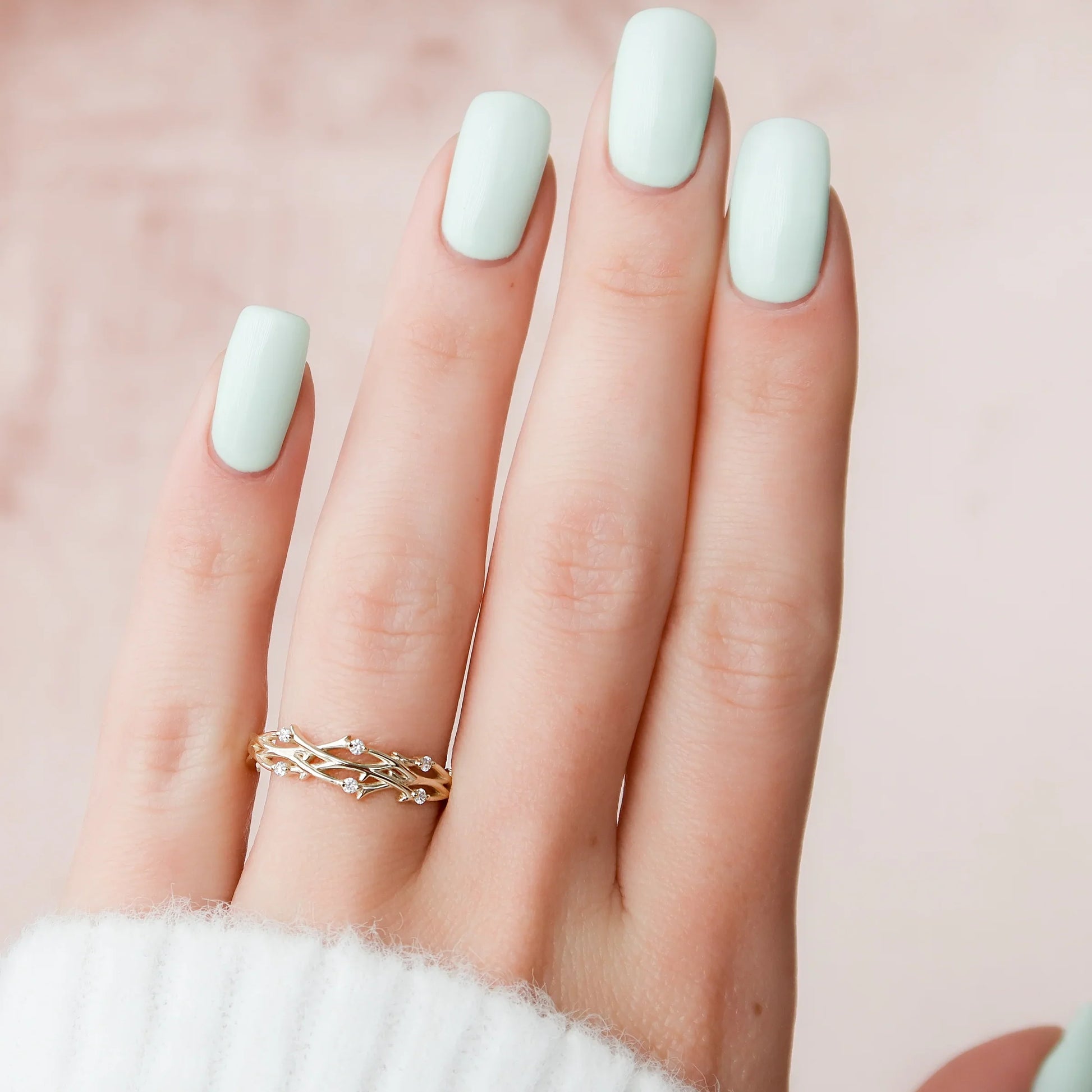 0.08tcw Round Lab-Grown Diamond Double Twig Wedding Band | 5mm Nature-Inspired | IGI Certified