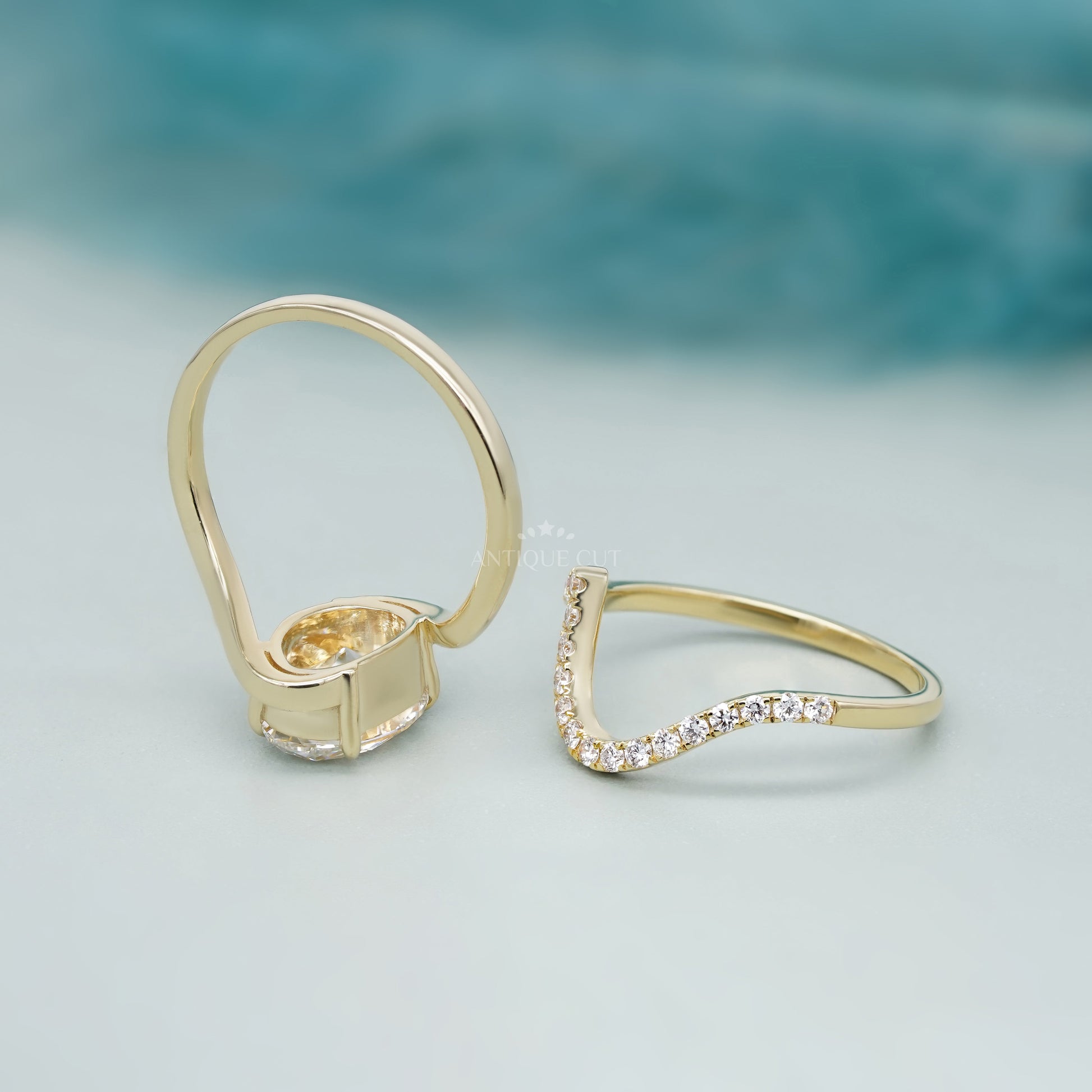 Modern Curve 3.20tcw Oval Lab Diamond Engagement Ring | Matching Curved Band | IGI Certified