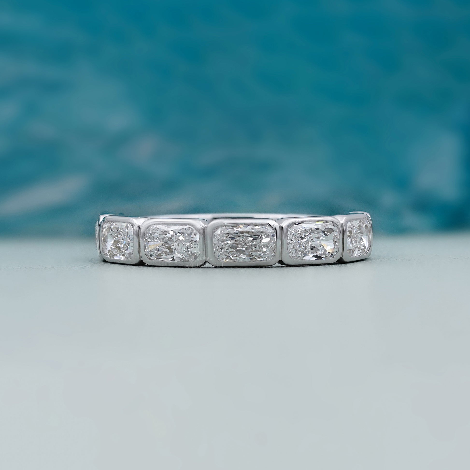 2.10ct Radiant Cut Diamond Wedding Band – 7 Stone Anniversary Ring in White Gold | Diamond Eternity Band | Bridal Stackable Ring