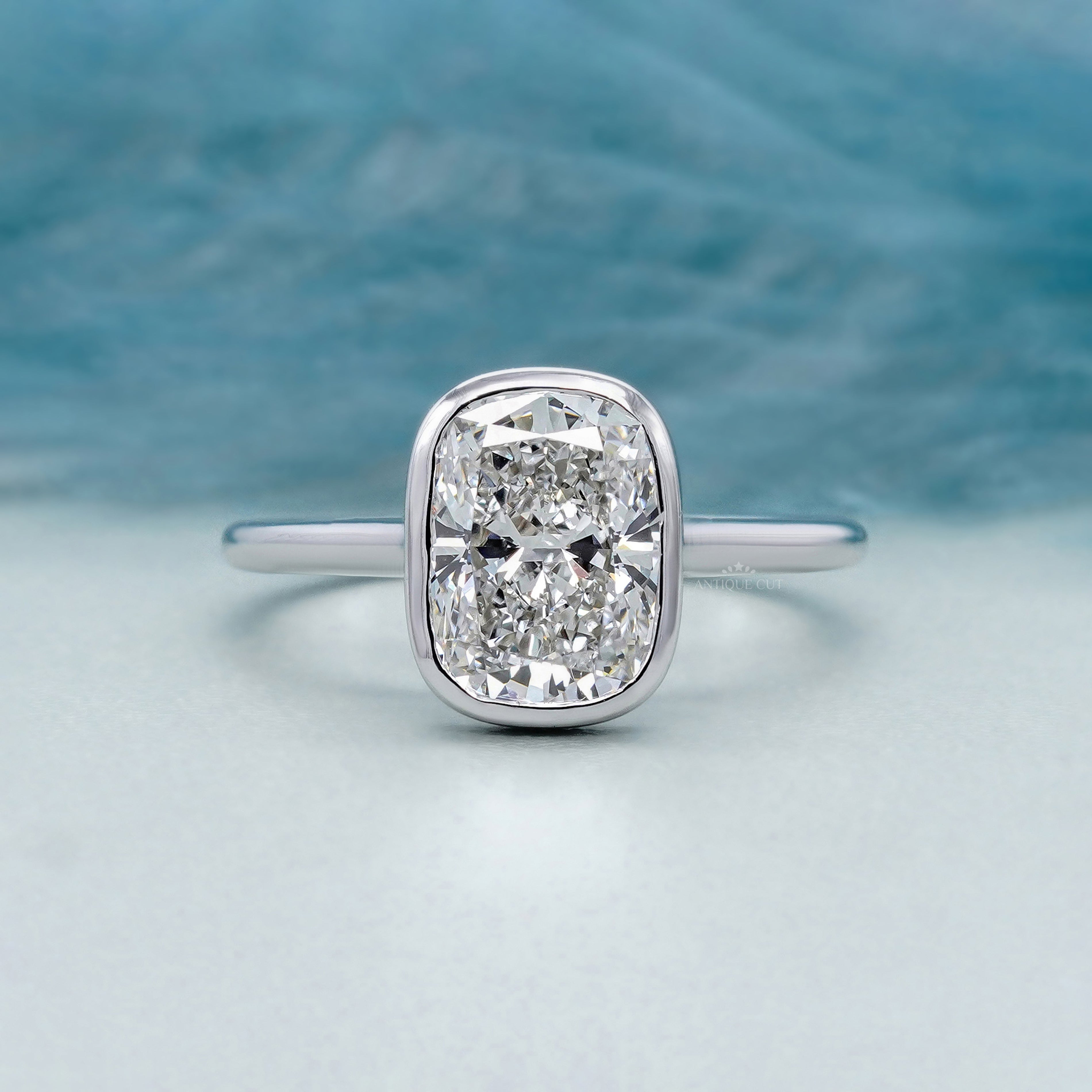 Cushion 2.00ct Lab Grown Diamond Bezel Set Solitaire Engagement Ring | IGI Certified