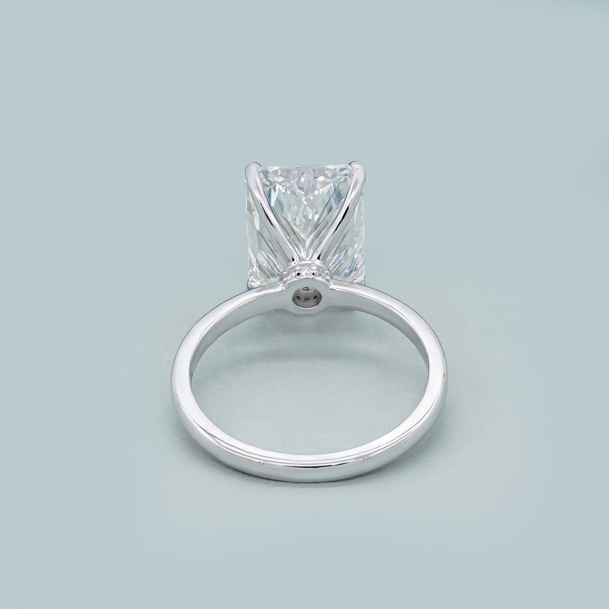 Radiant 5.10ct Lab Grown Diamond Solitaire Hidden Halo Solitaire Engagement Ring | IGI Certified