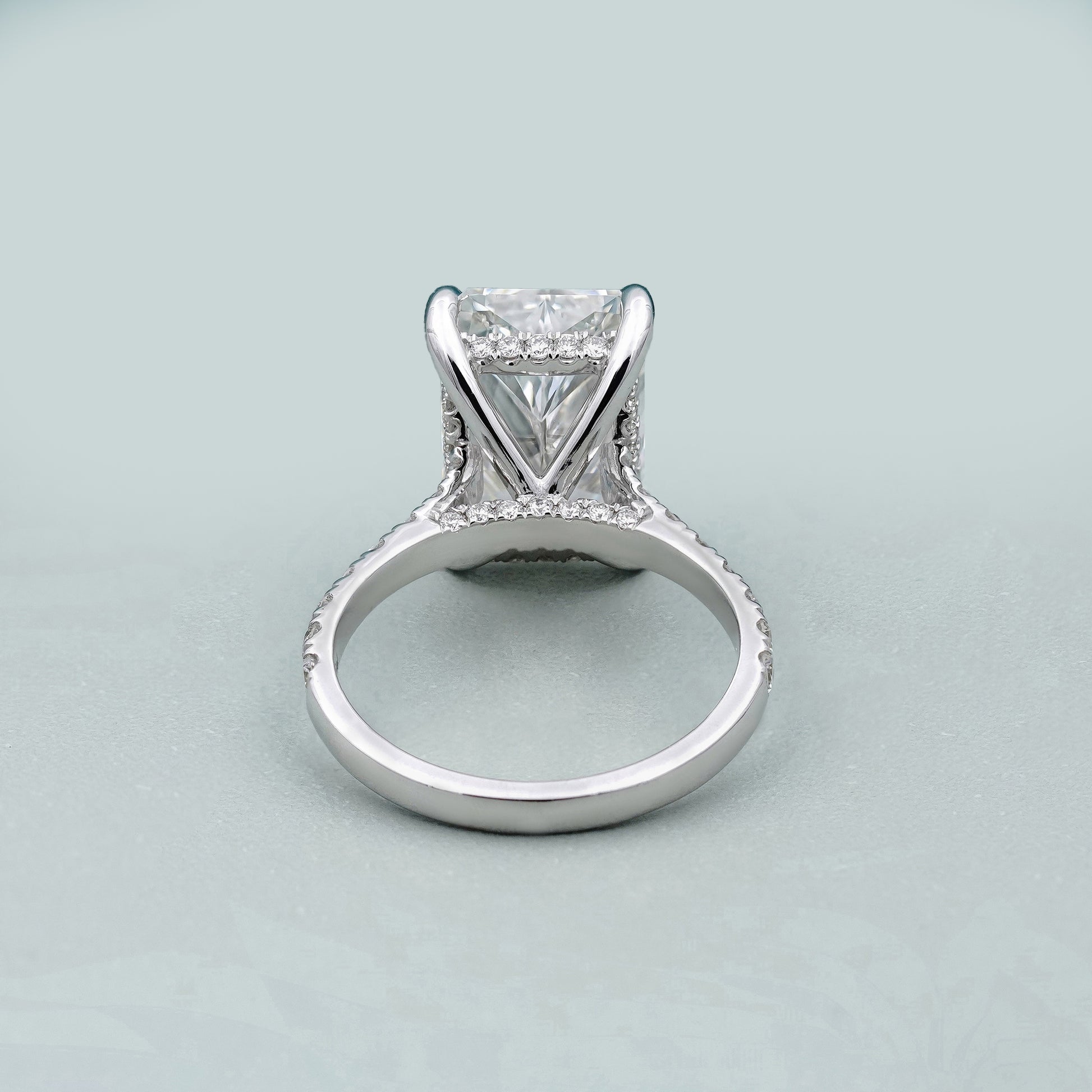 5.70tcw Radiant Lab Grown Diamond Engagement Ring | 5.00ct Center + 0.70ct Pavé Hidden Halo DEF VVS VS | Luxury Gold Ring | IGI Certified