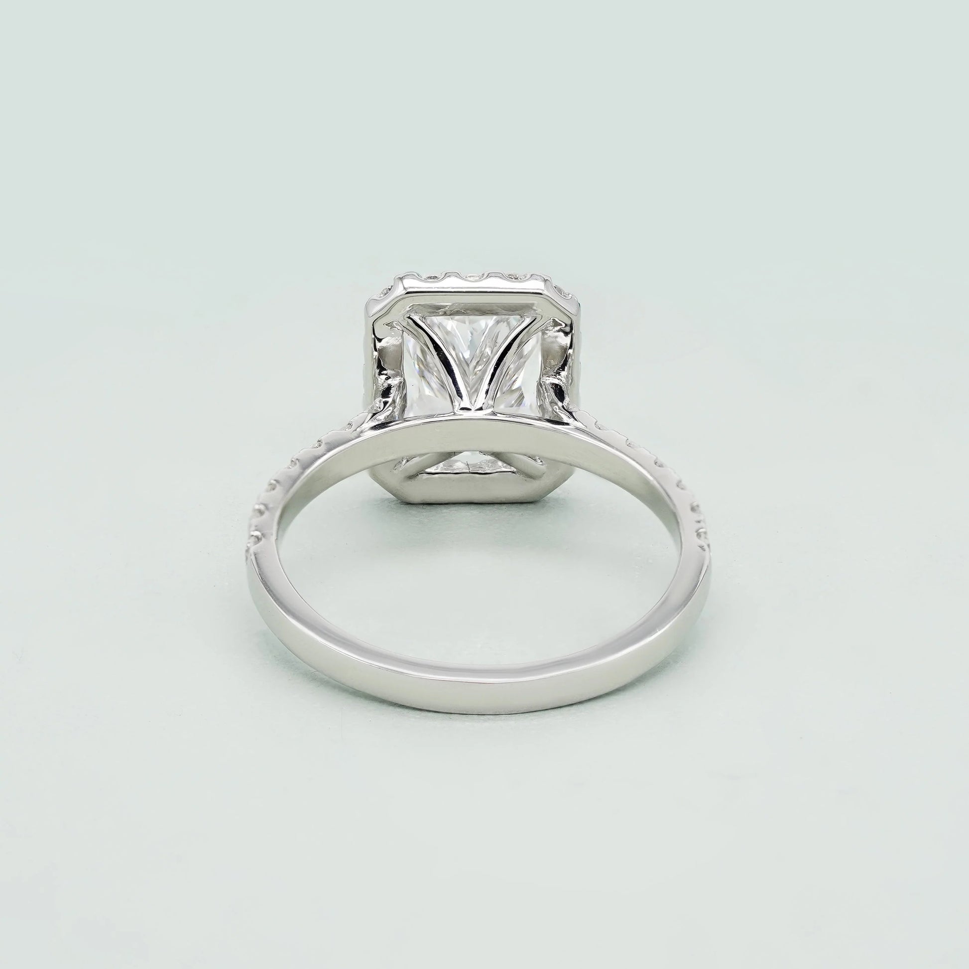 Radiant 2.60tcw Lab Created Diamond Ring | Pavé Halo Cathedral Setting | VVS-VS Clarity | DEF Color | Sustainable Luxury