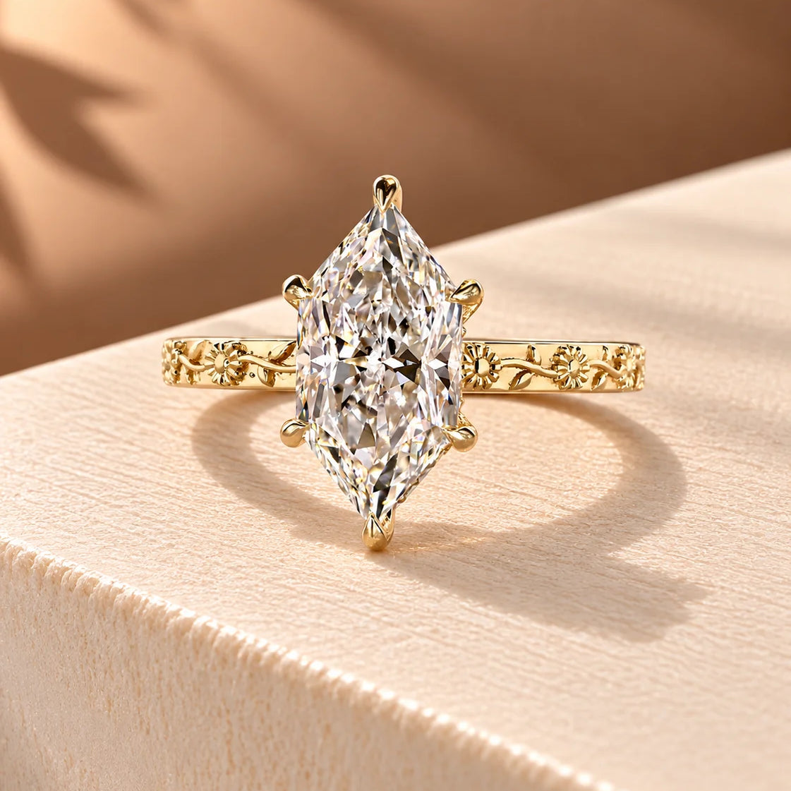 Common :: Unii Jewels 4ct Marquise lab grown diamond vintage solitaire engagement ring