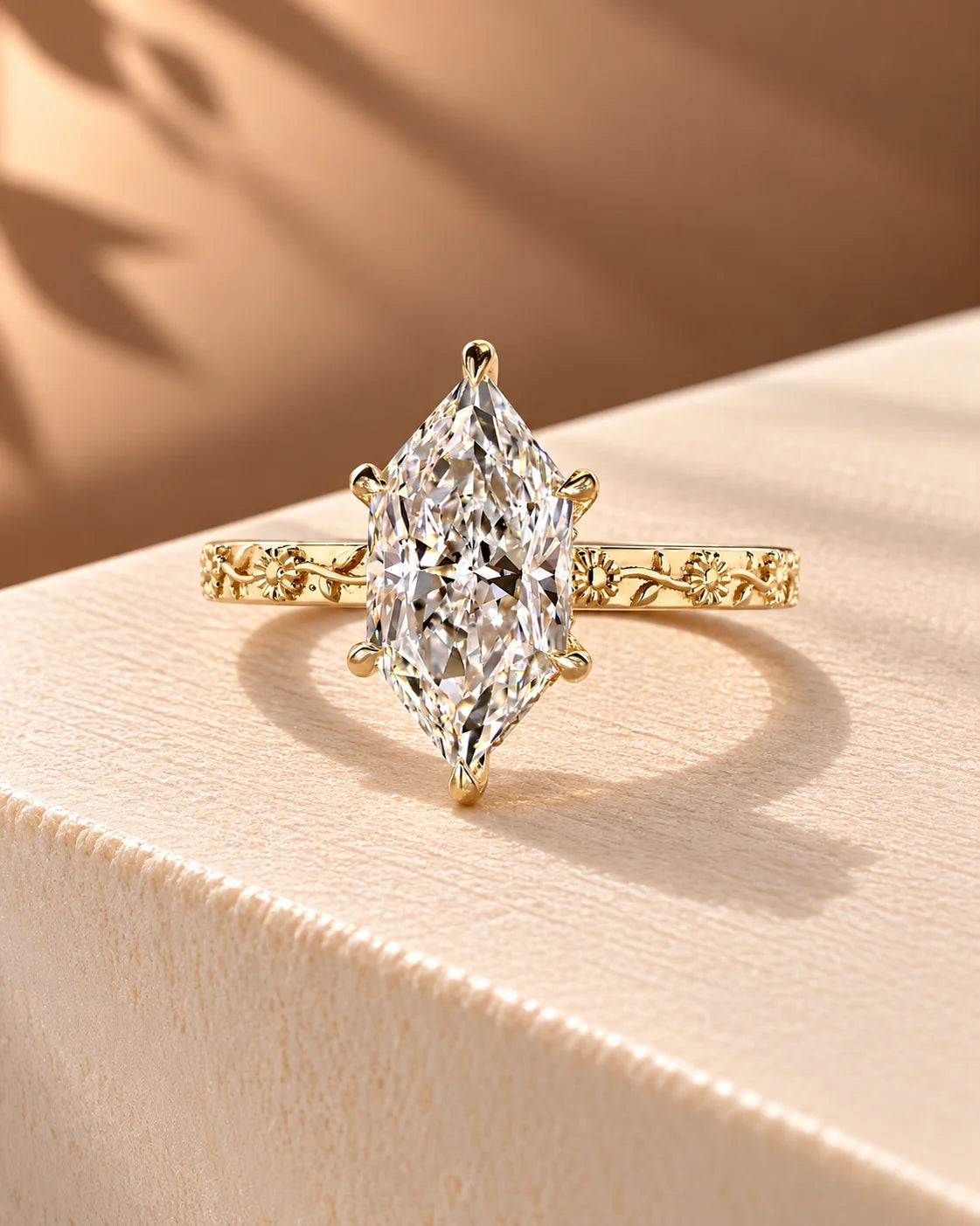 Common :: Unii Jewels 4ct Marquise lab grown diamond vintage solitaire engagement ring