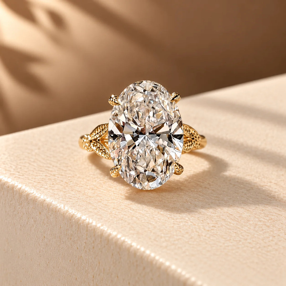 Common :: Unii Jewels 5.10TCW Oval lab grown diamond Hidden Halo nature inspired engagement ring