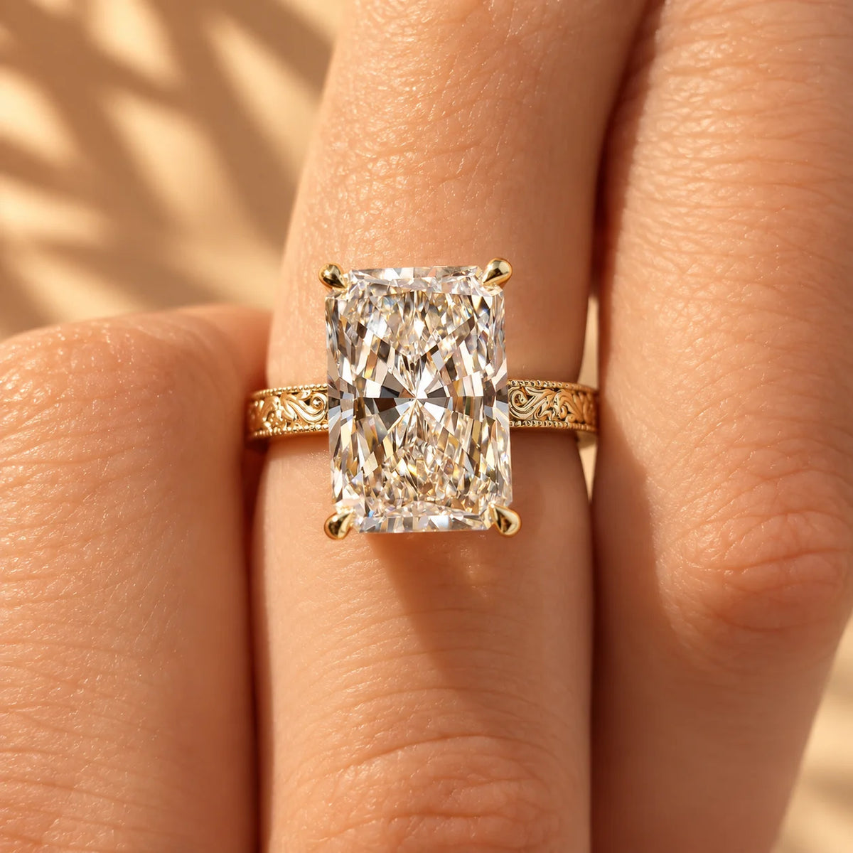 Common :: D E F VVS VS 5 carat Radiant Hidden Halo diamond ring