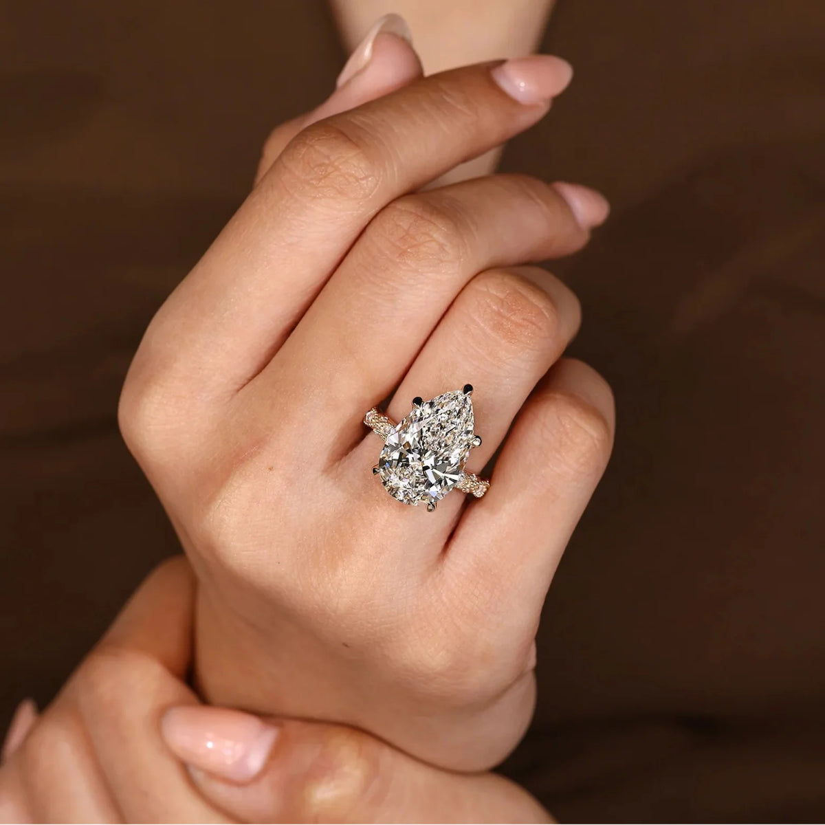 Common :: IGI certified 5CT Pear lab grown diamond engagement ring