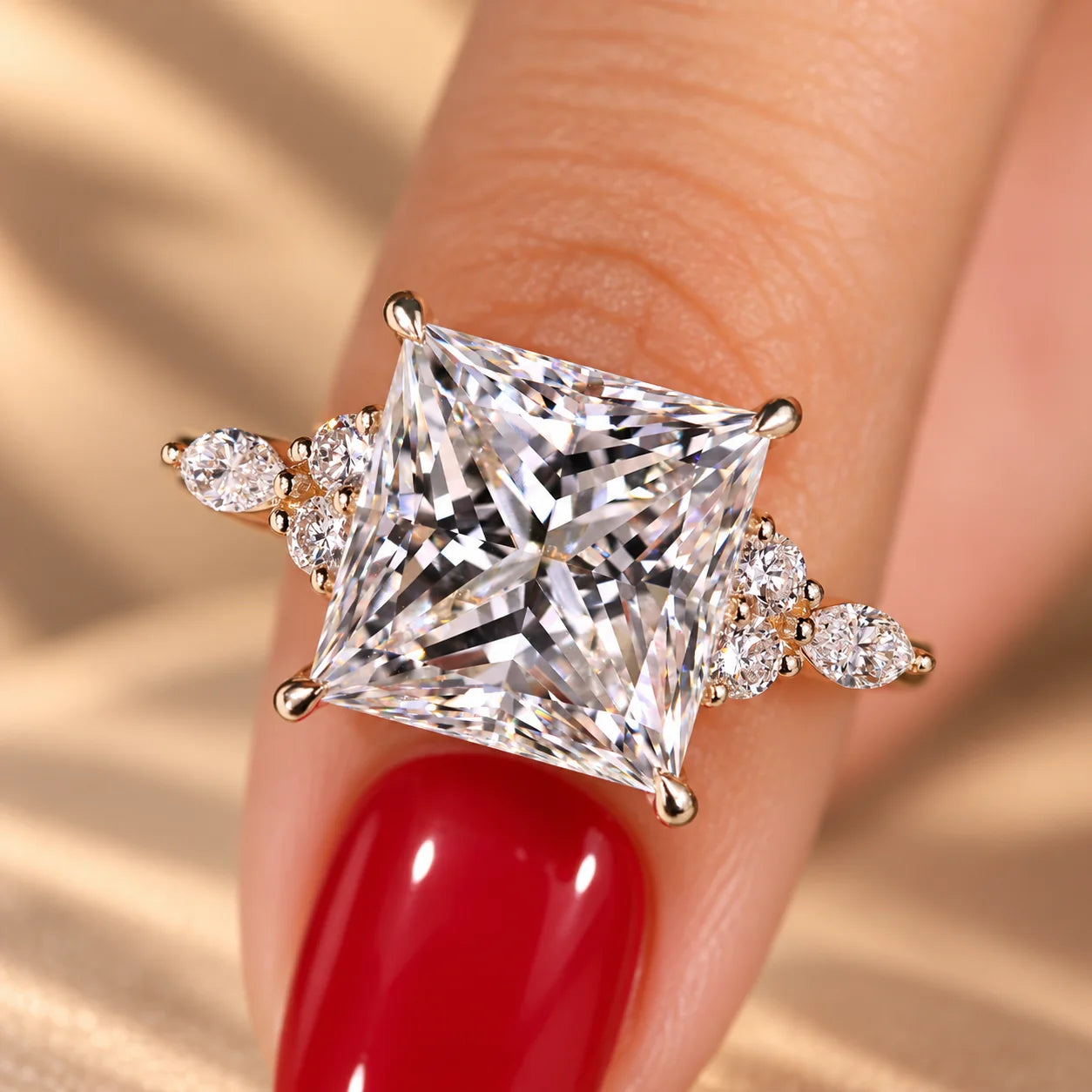 Common :: Unii Jewels 5.20TCW Princess Lab Grown Diamond Luxury Engagement Ring