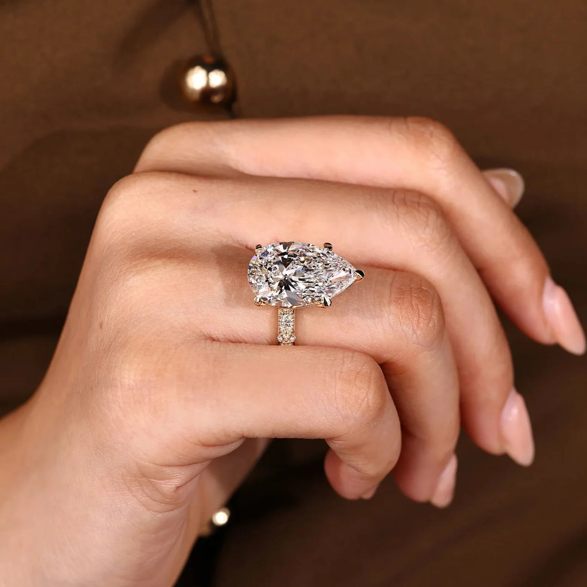 Common :: Pear Marquise and Round lab grown diamond vintage ring