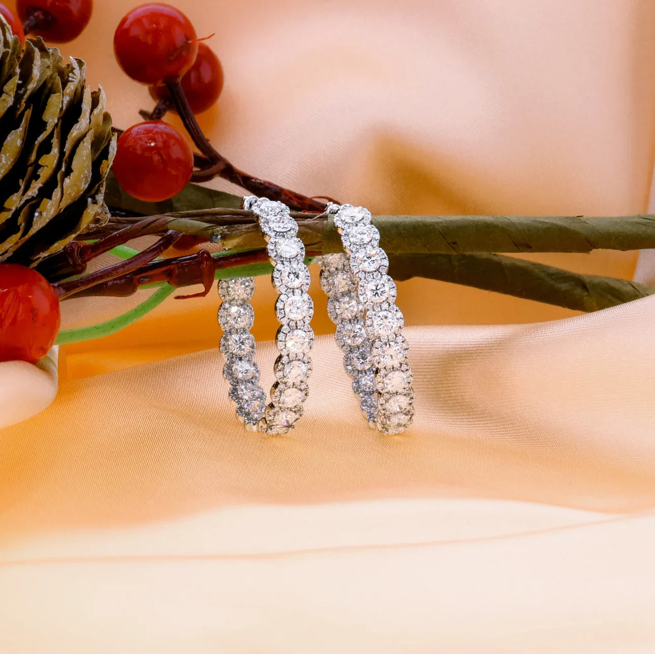 Round Lab Grown Diamond Heavenly Hoops Earring, EF Color, VS Clarity, IGI Certified