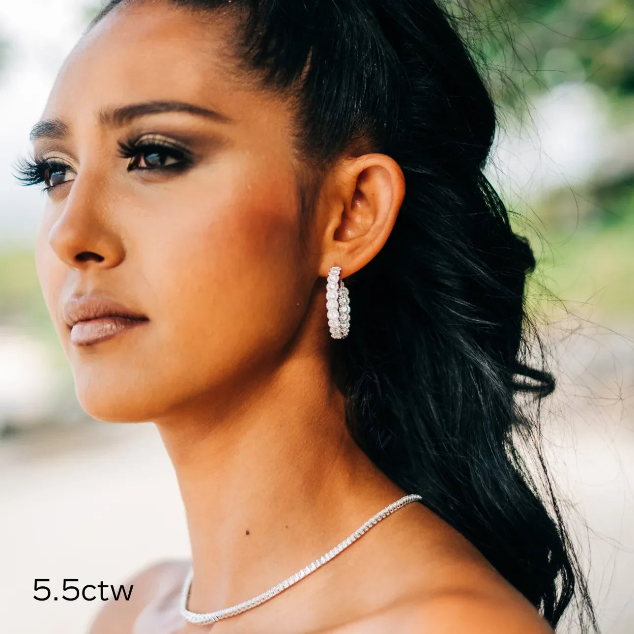 Round Lab Grown Diamond Heavenly Hoops Earring, EF Color, VS Clarity, IGI Certified