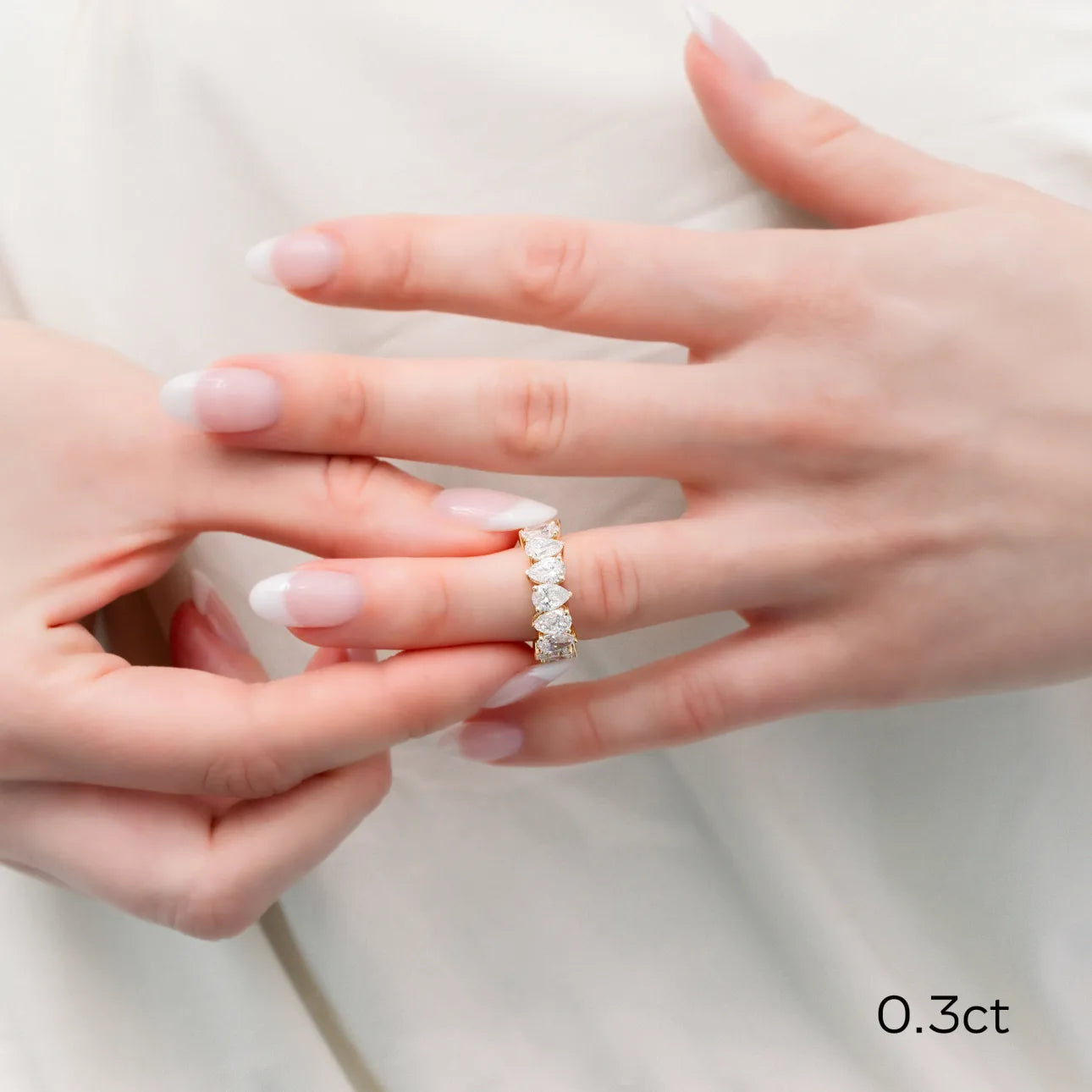 Pear Alternating Eternity Band, EF Color, VS Clarity - IGI Certified Diamond