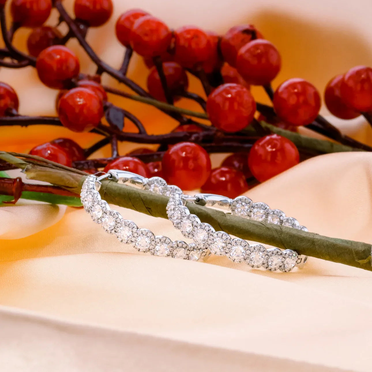 Round Lab Grown Diamond Heavenly Hoops Earring, EF Color, VS Clarity, IGI Certified