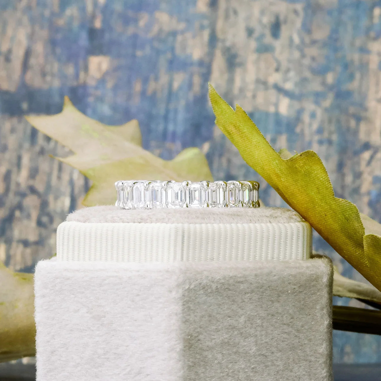 Emerald Lab Grown Diamond Emerald Eternity Band , EF Color , VS Clarity , IGI Certificate