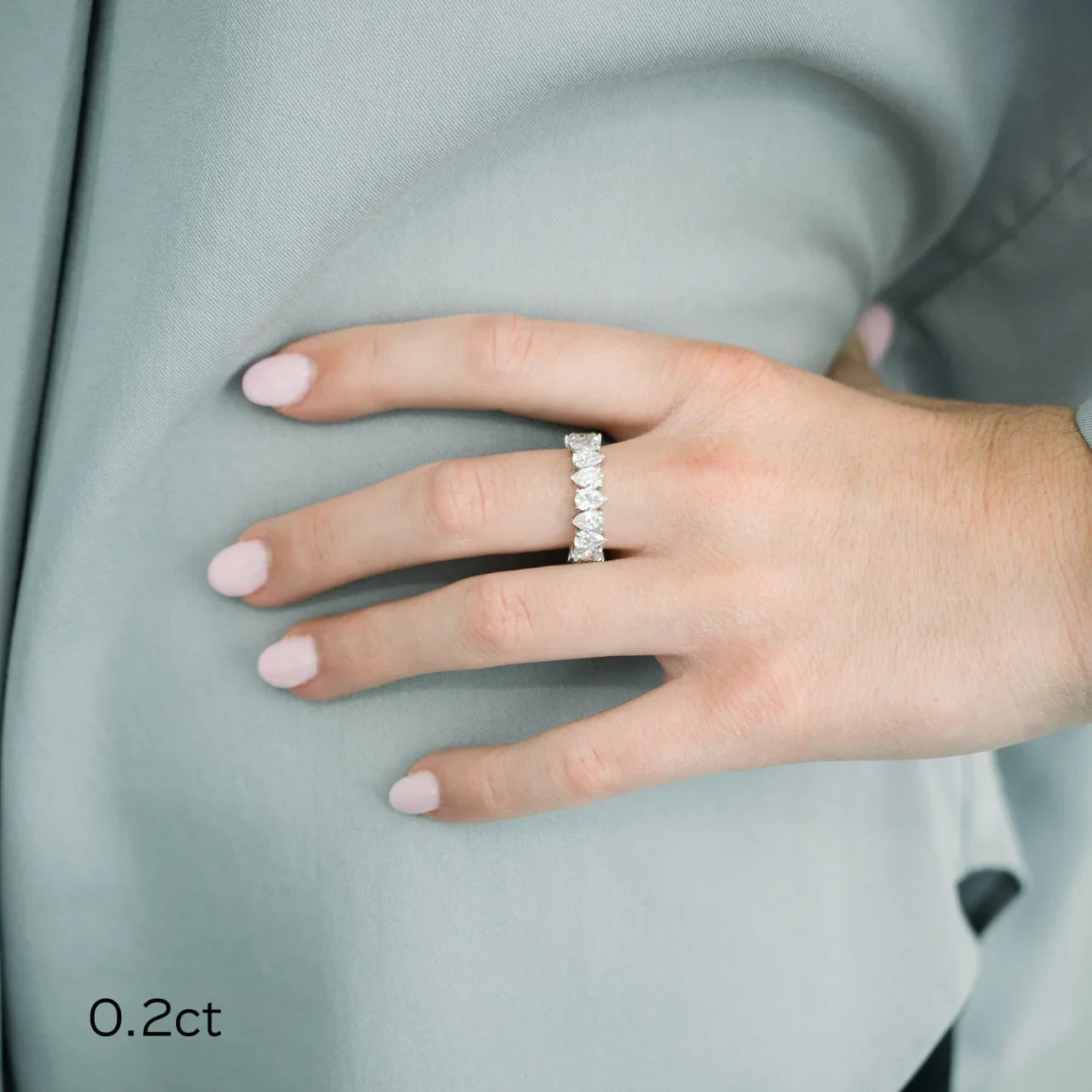 Pear Alternating Eternity Band, EF Color, VS Clarity - IGI Certified Diamond