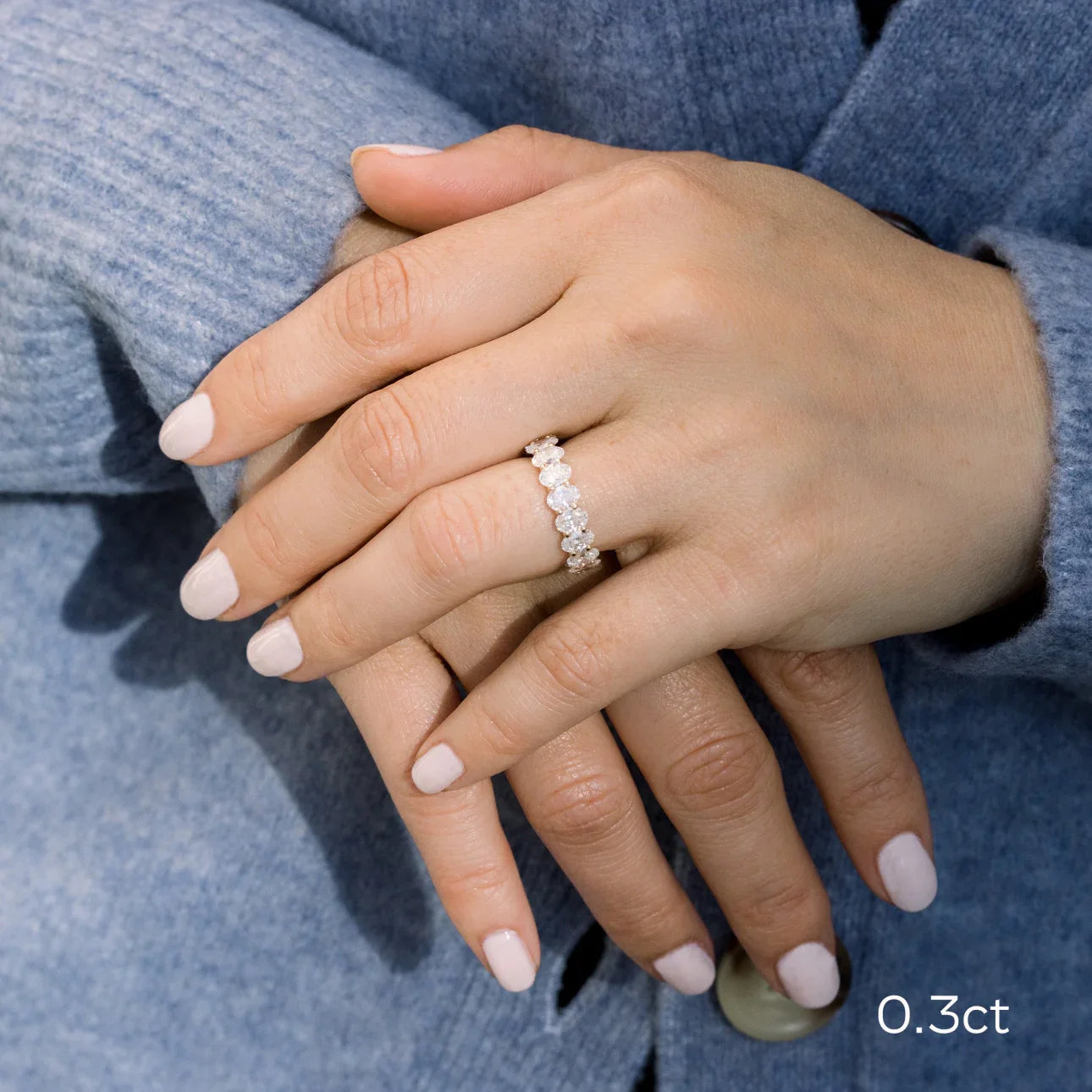 Oval French U Eternity Band, EF Color, VS Clarity - IGI Certified Diamond