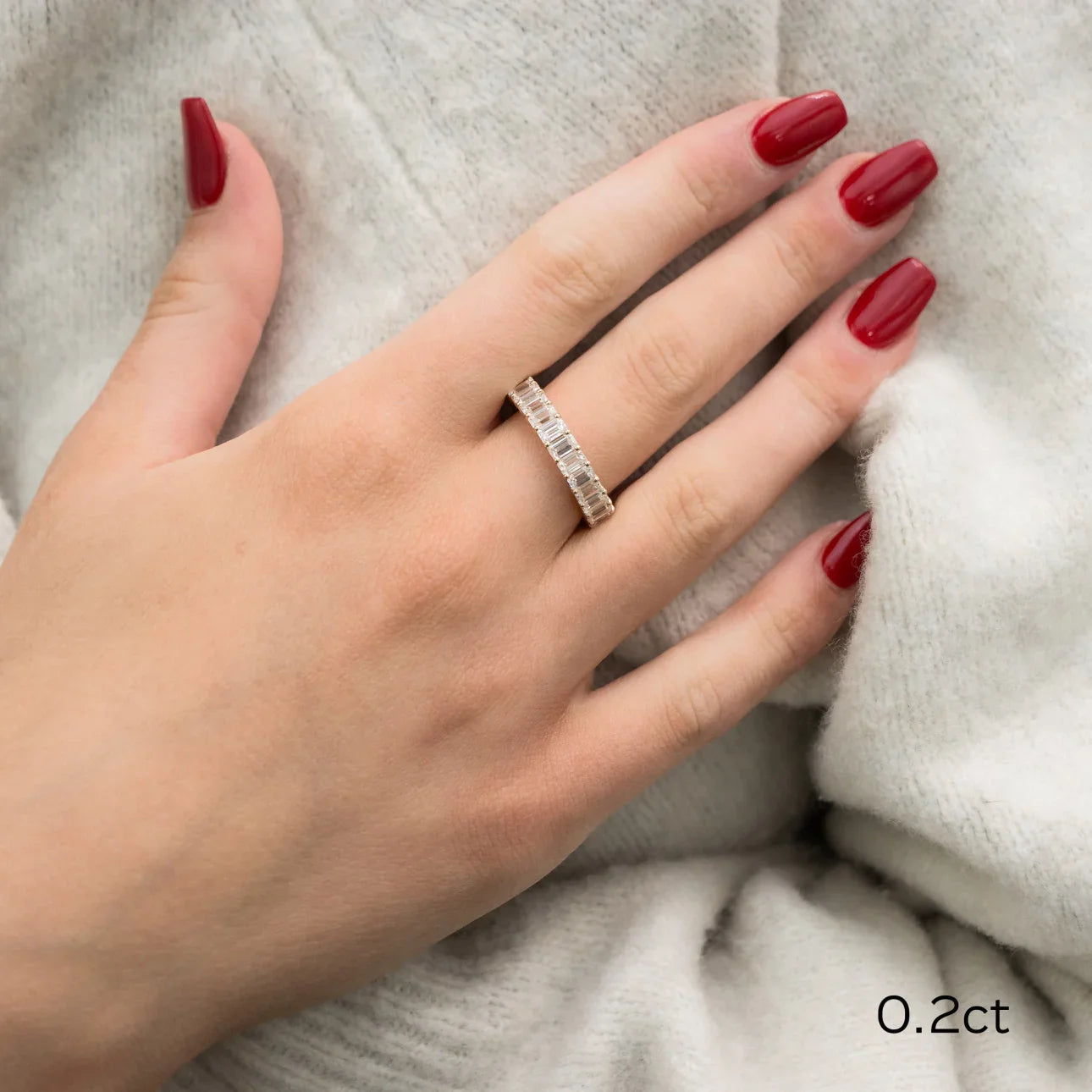 Emerald Lab Grown Diamond Emerald Eternity Band , EF Color , VS Clarity , IGI Certificate