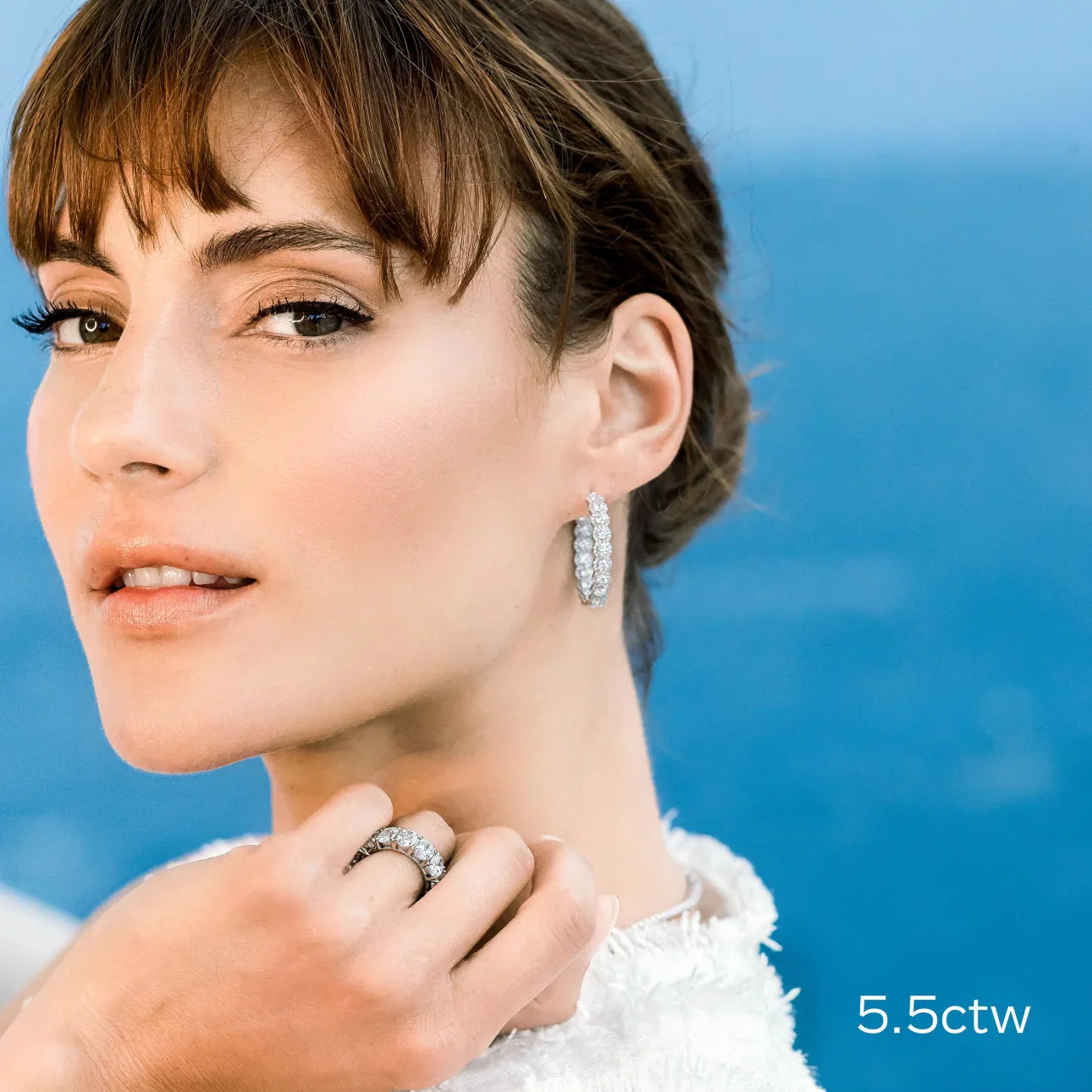 Round Lab Grown Diamond Heavenly Hoops Earring, EF Color, VS Clarity, IGI Certified