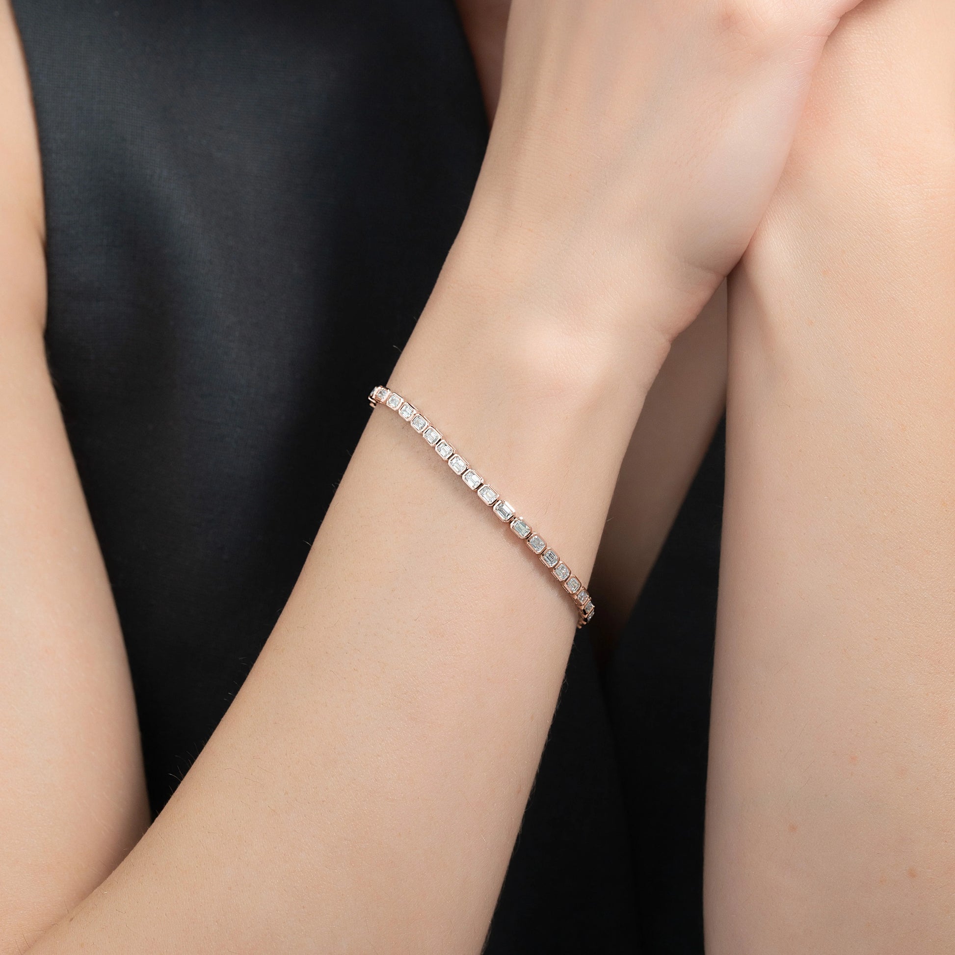 rose :: 3.5ct luxury emerald lab grown diamond tennis bracelet for women
