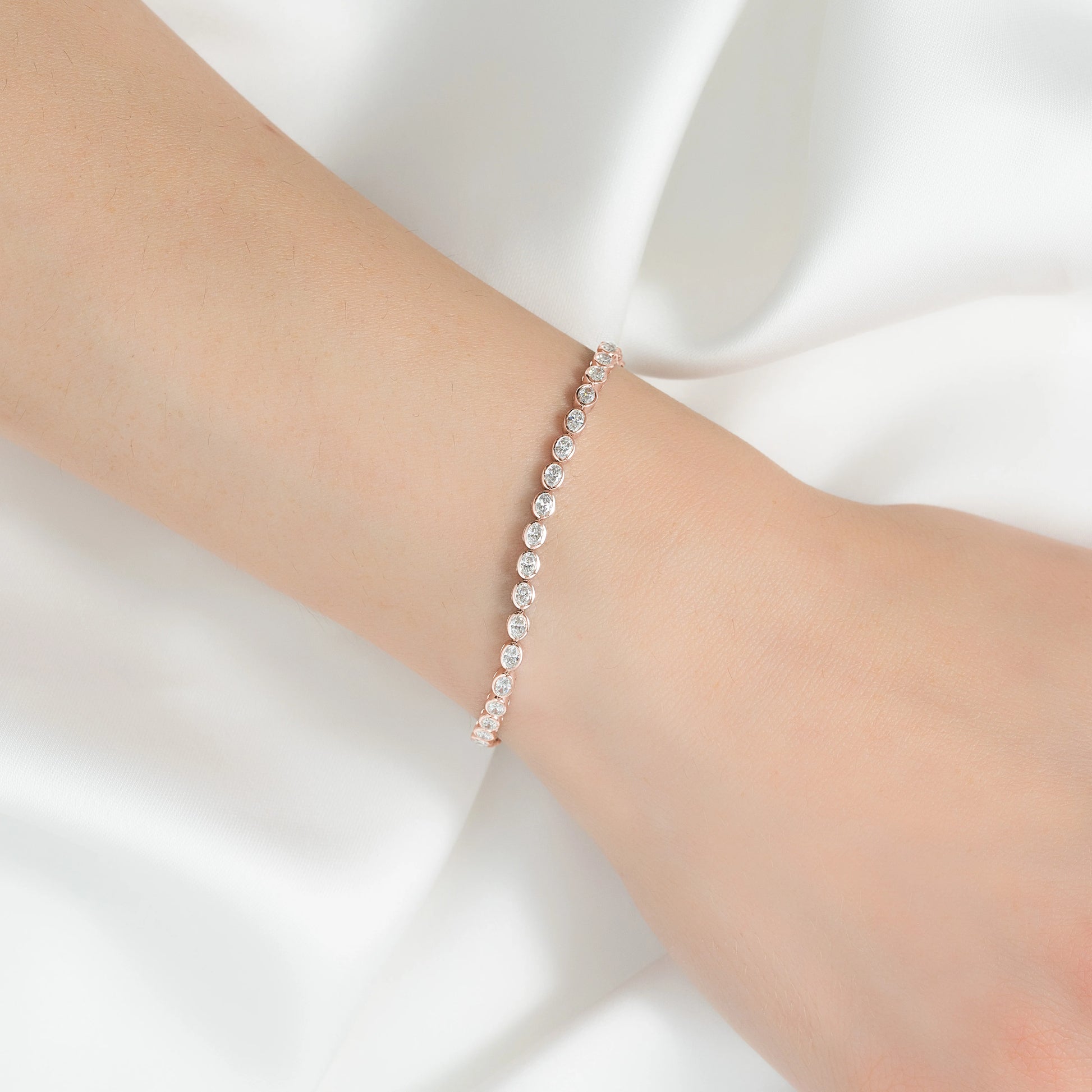 rose :: 2.5 carat fine jewelry east west oval diamond bracelet lab grown