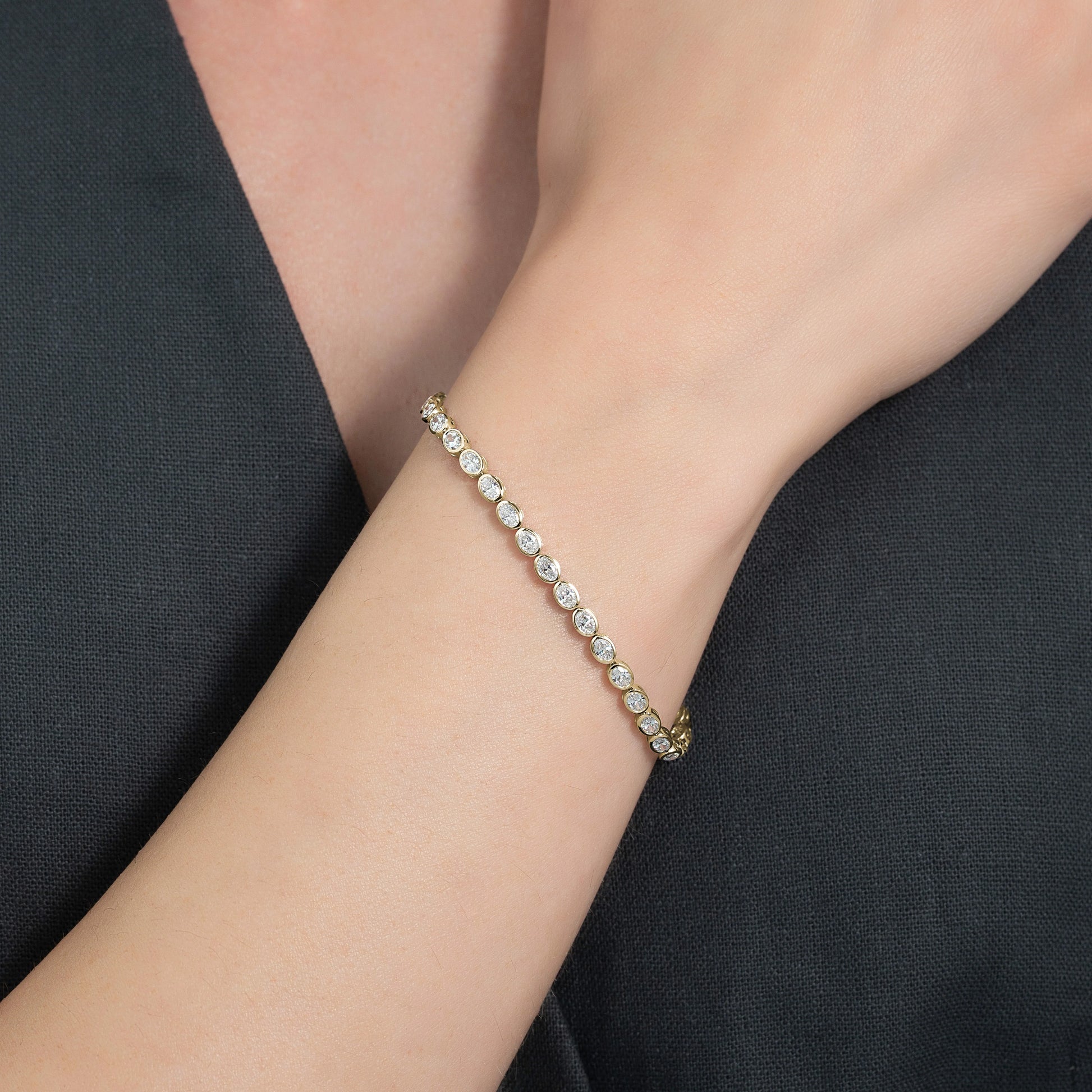 yellow :: 3.5 carat fine jewelry east west oval diamond bracelet lab grown