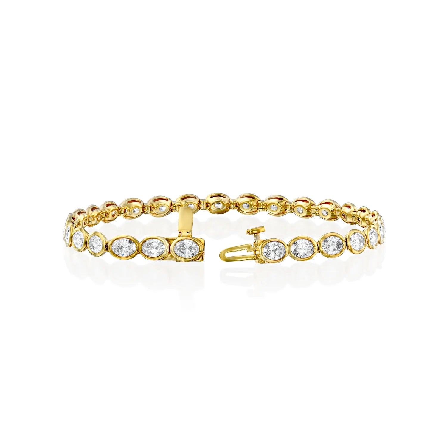 yellow :: 6ct oval lab grown diamond tennis bracelet east west bezel design
