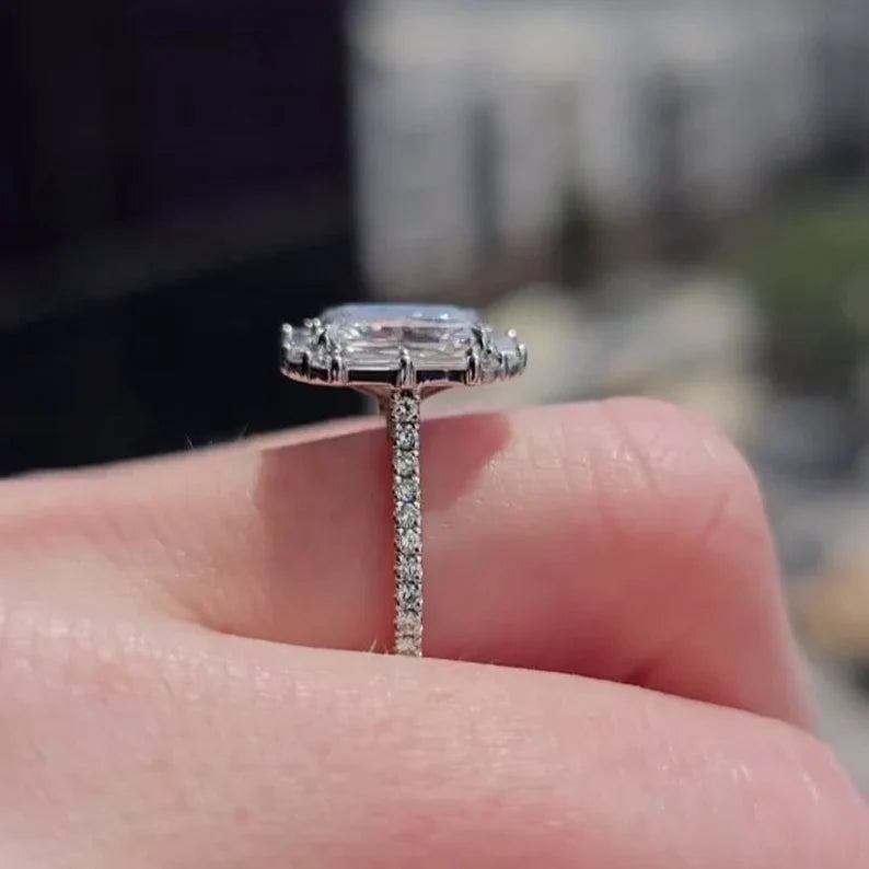 Radiant 3.00tcw Lab Diamond Halo Cathedral Ring | IGI D-E-F VVS–VS | Rose Gold