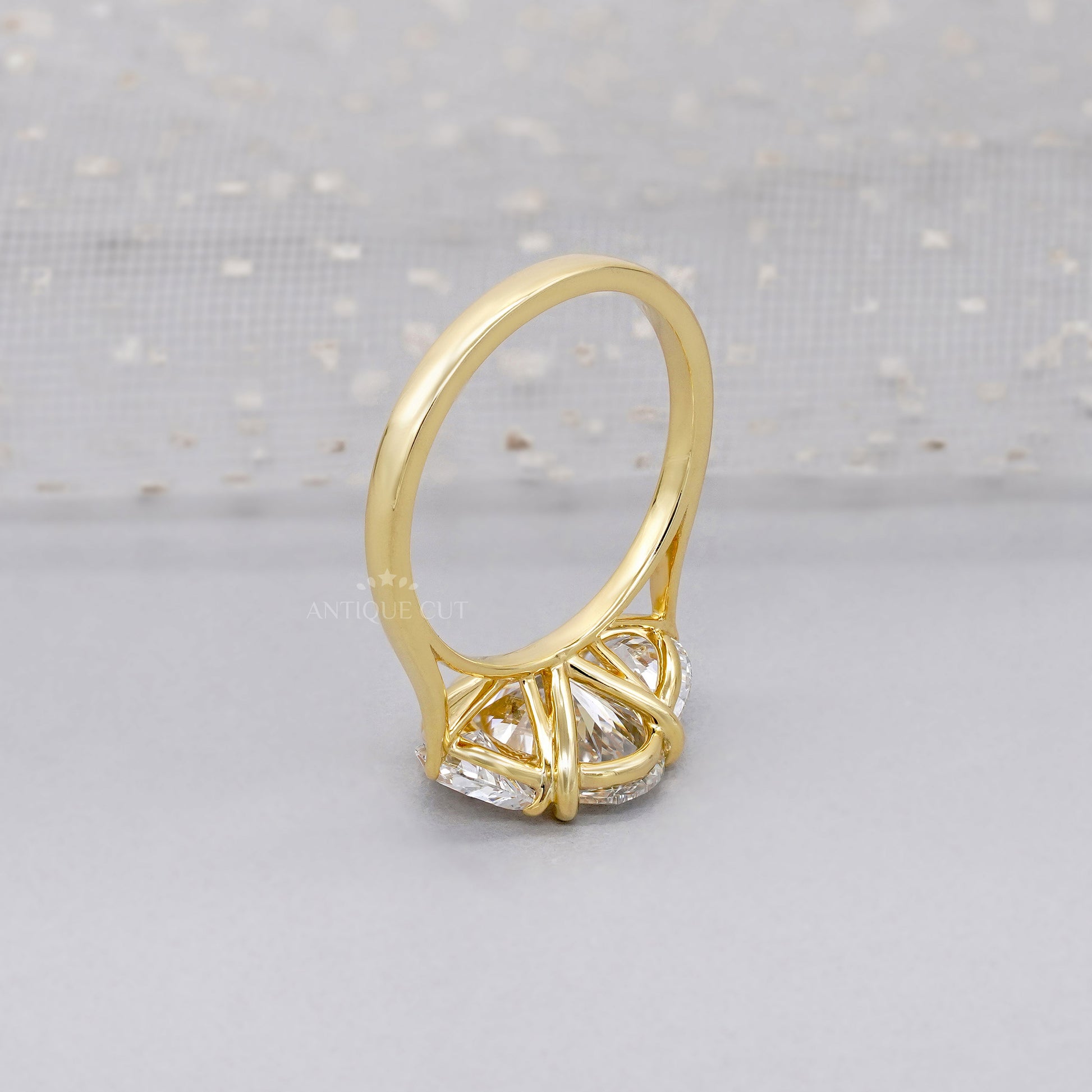 Oval Cut Diamond Engagement Ring | Three Stone Gold Ring | 2.70ct Center + 0.80ct Side Stones | Unique Anniversary Ring