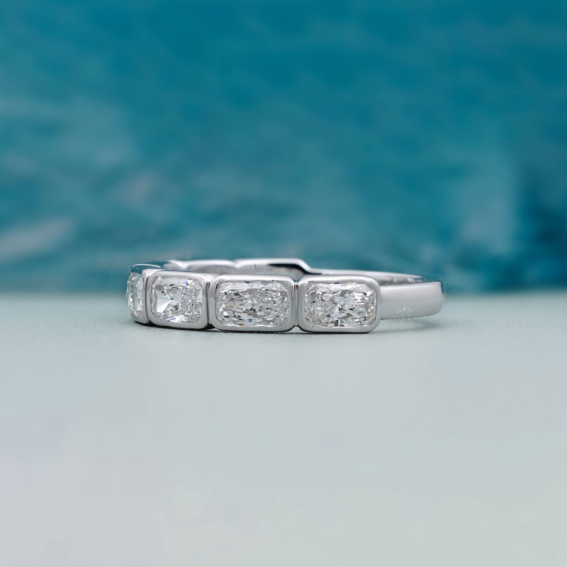 2.10ct Radiant Cut Diamond Wedding Band – 7 Stone Anniversary Ring in White Gold | Diamond Eternity Band | Bridal Stackable Ring