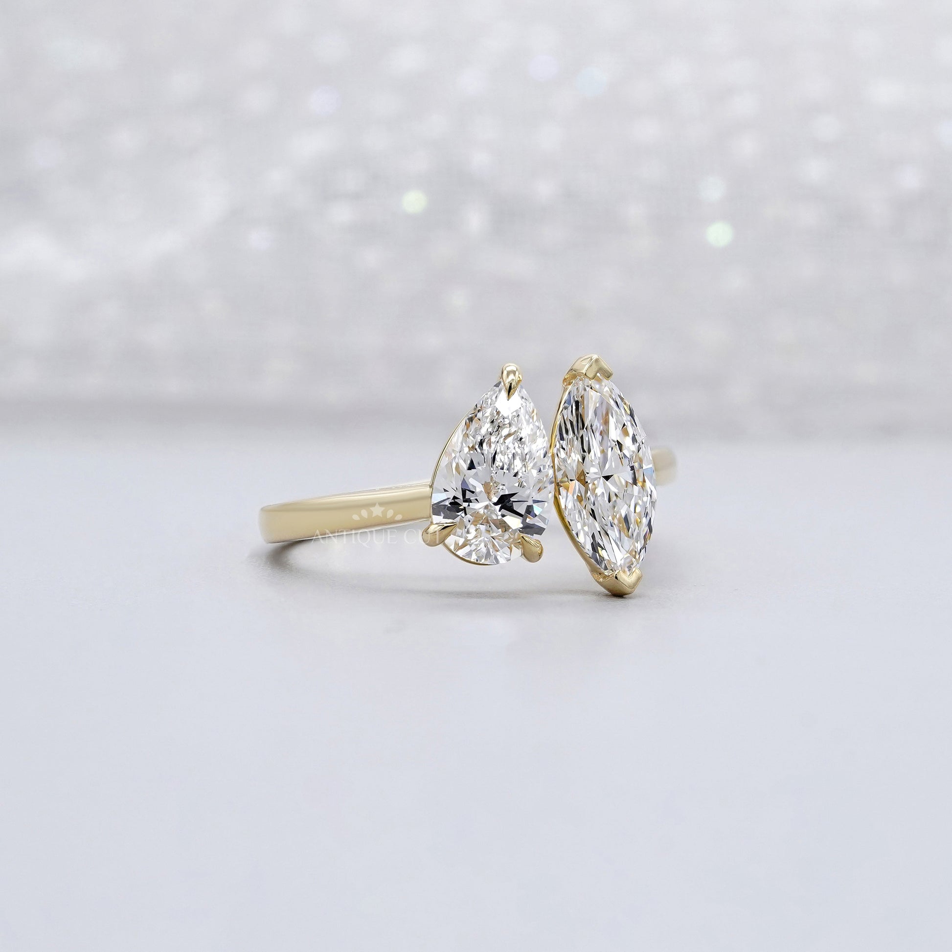 2.00tcw Toi Et Moi Engagement Ring | Pear & Marquise Lab Grown Diamond Ring | Two Stone Bypass Ring |  | IGI Certified