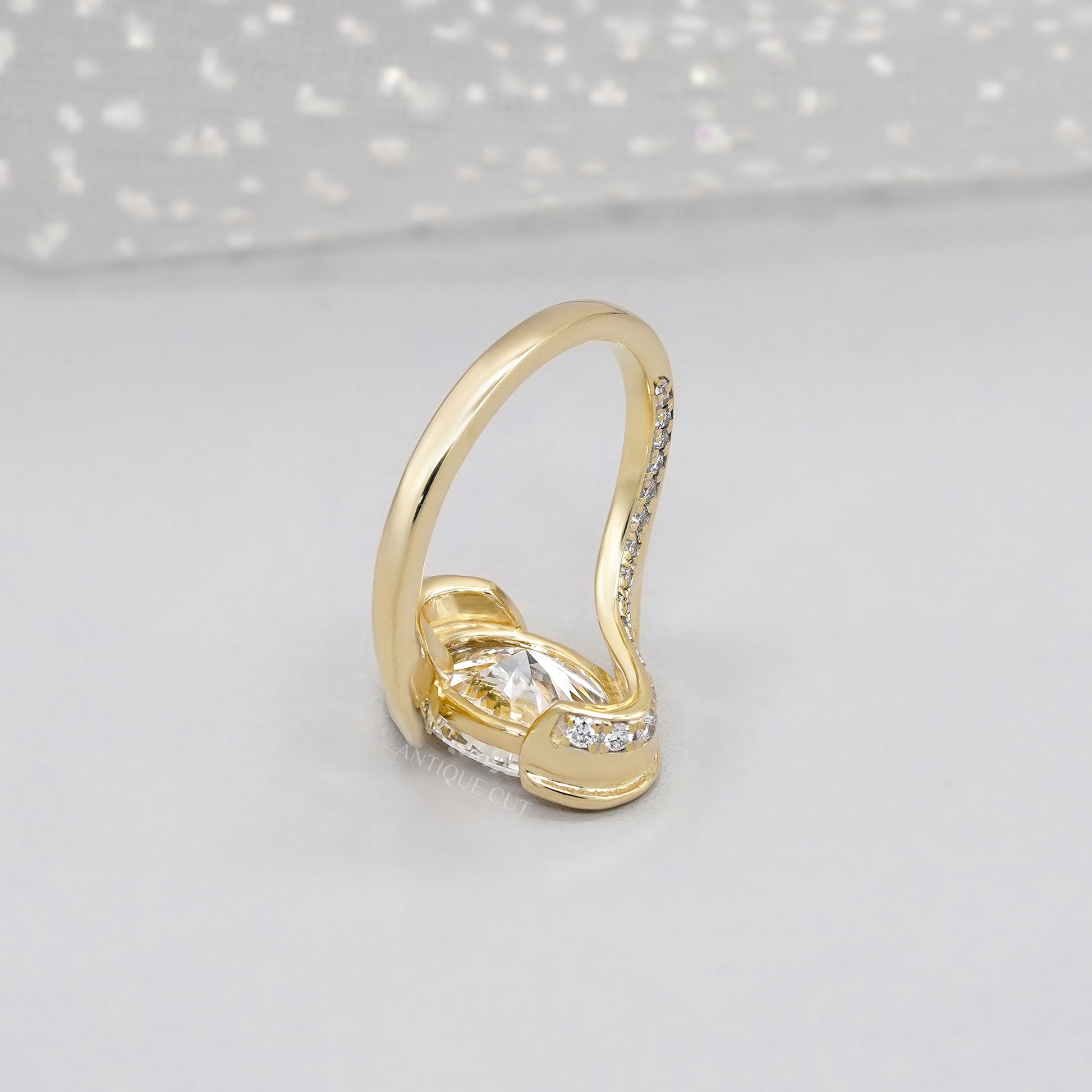 Oval 3.40tcw Lab Diamond Swirl Ring | Modern Wrap Yellow Gold Design | IGI Certified