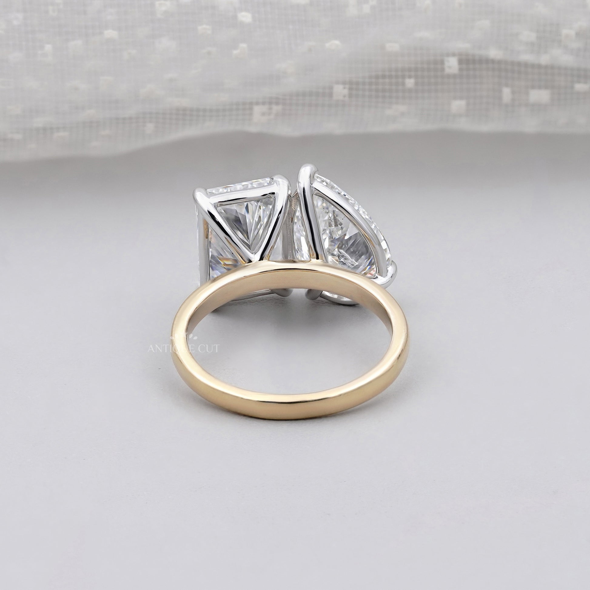 Toi et Moi Engagement Ring 2.60ct Pear & 2.50ct Radiant Two Stone Ring