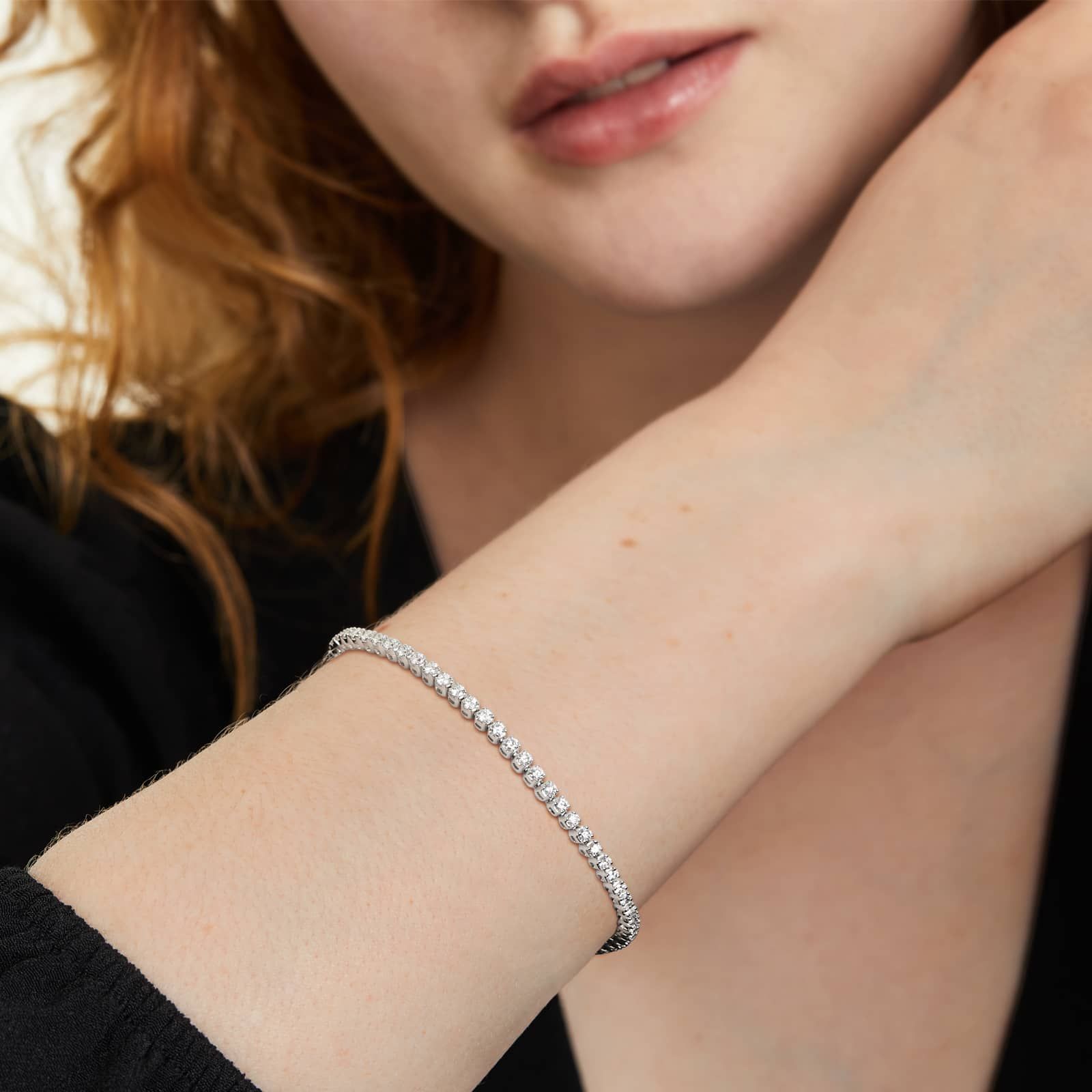 Round Lab grown Diamond Four Prong Tennis Bracelet, EF Color, VS Clarity, IGI Certified