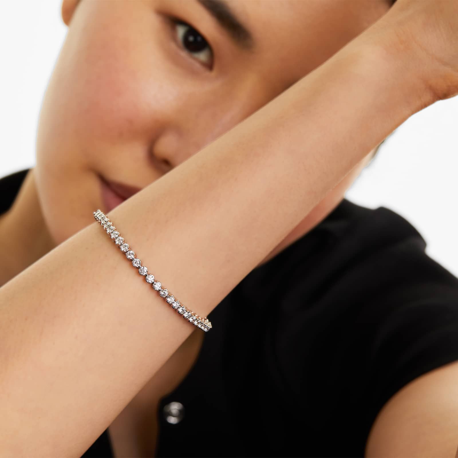 Round Lab grown Diamond Four Prong Tennis Bracelet, EF Color, VS Clarity, IGI Certified