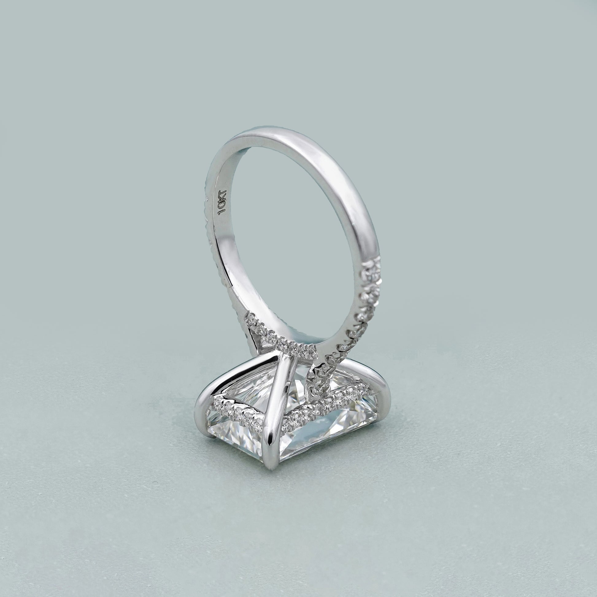 5.70tcw Radiant Lab Grown Diamond Engagement Ring | 5.00ct Center + 0.70ct Pavé Hidden Halo DEF VVS VS | Luxury Gold Ring | IGI Certified