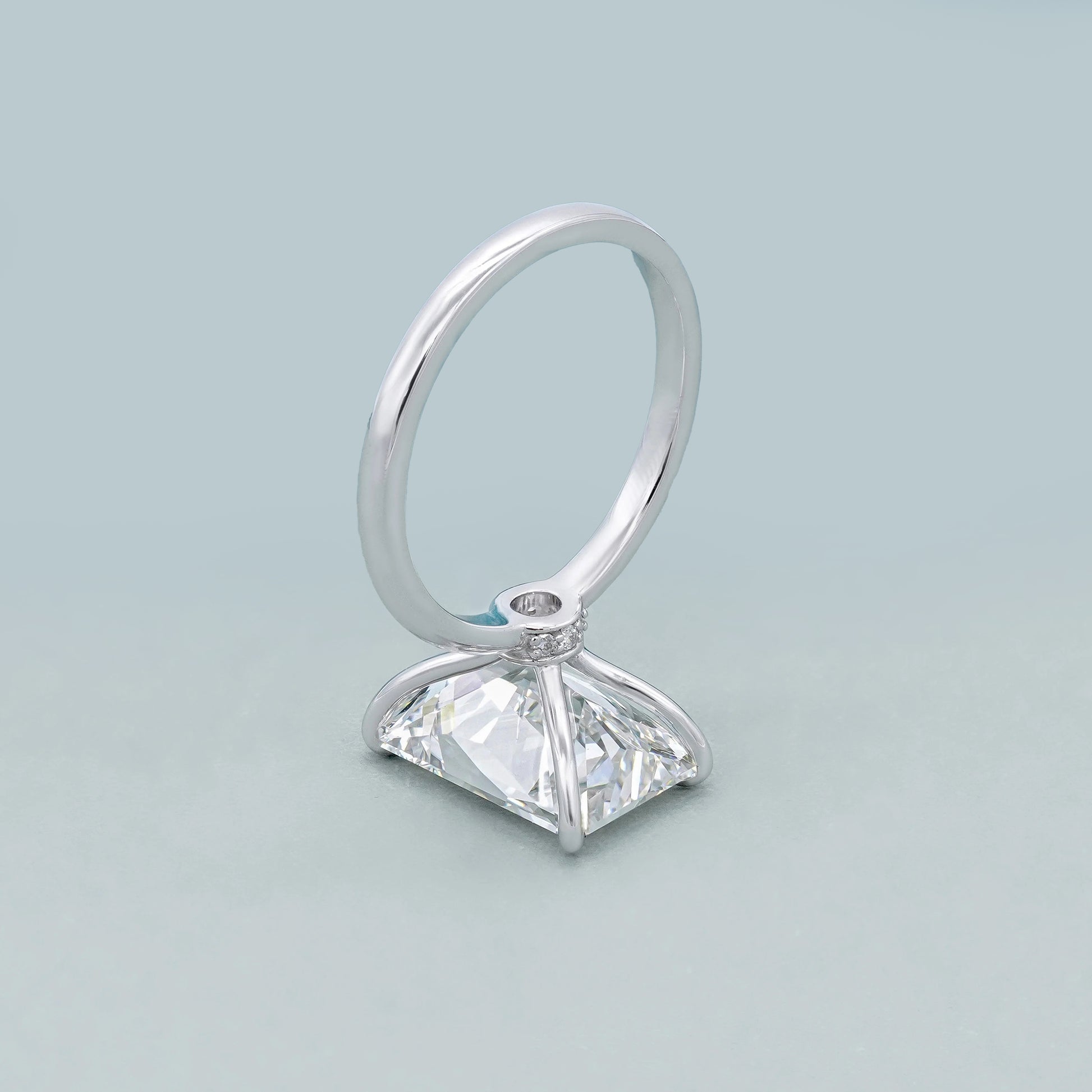 Radiant 5.10ct Lab Grown Diamond Solitaire Hidden Halo Solitaire Engagement Ring | IGI Certified