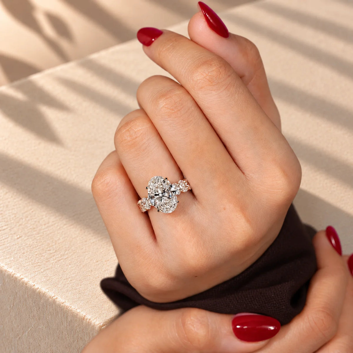 Common :: IGI certified 5CT Oval lab grown diamond Pave engagement ring