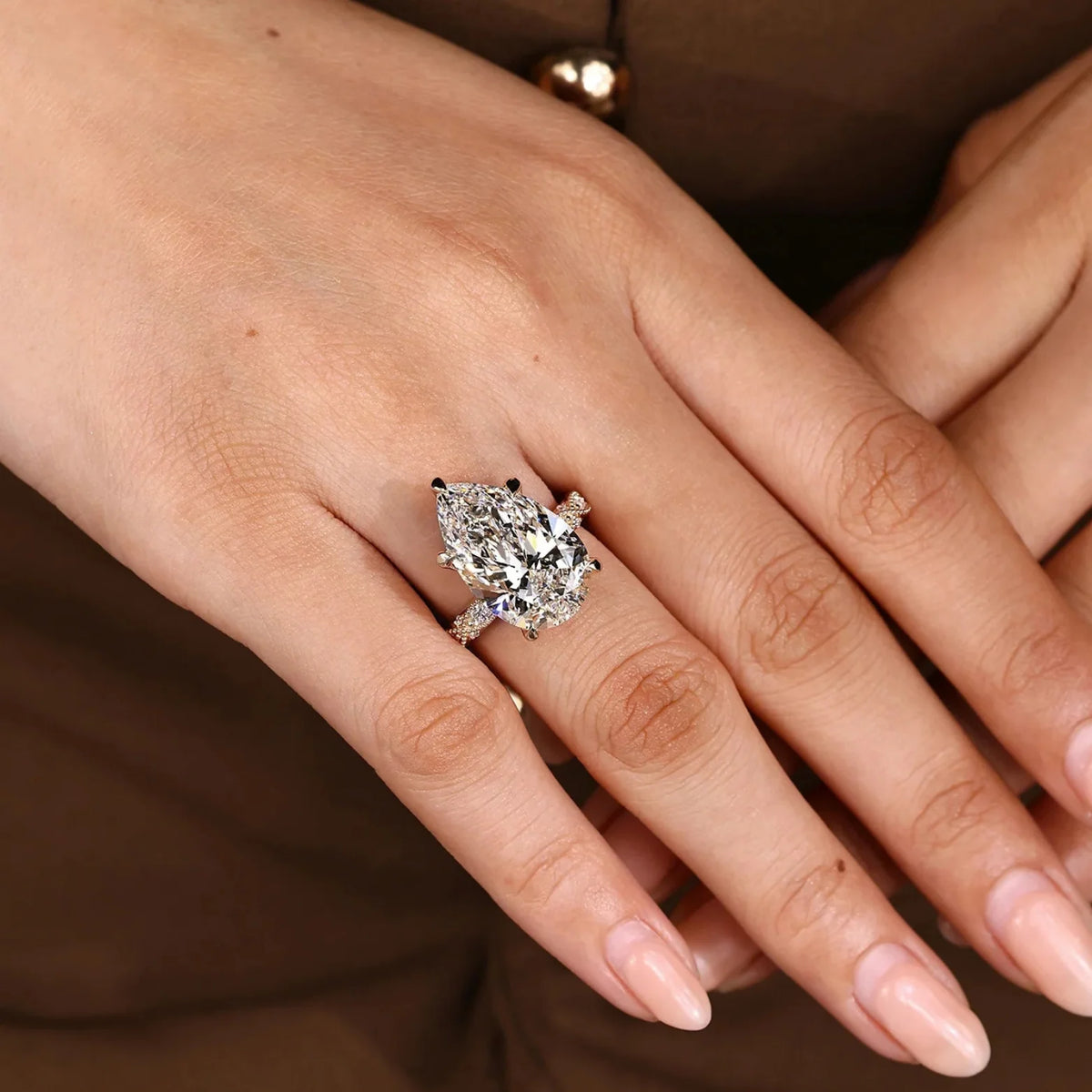 Common :: Excellent cut 5CT Pear lab grown diamond engagement ring