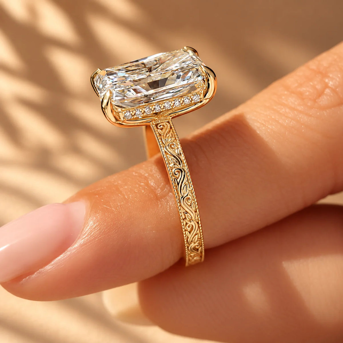Common :: 5ct Radiant vintage engagement ring with refined 2mm band