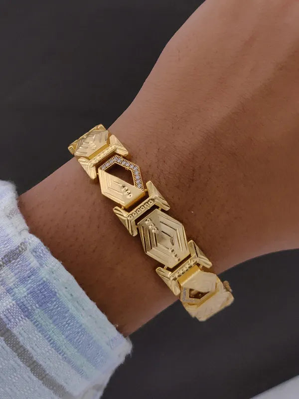 Mens 1 Gram Hexa Gold Bracelet Modern Geometric Design