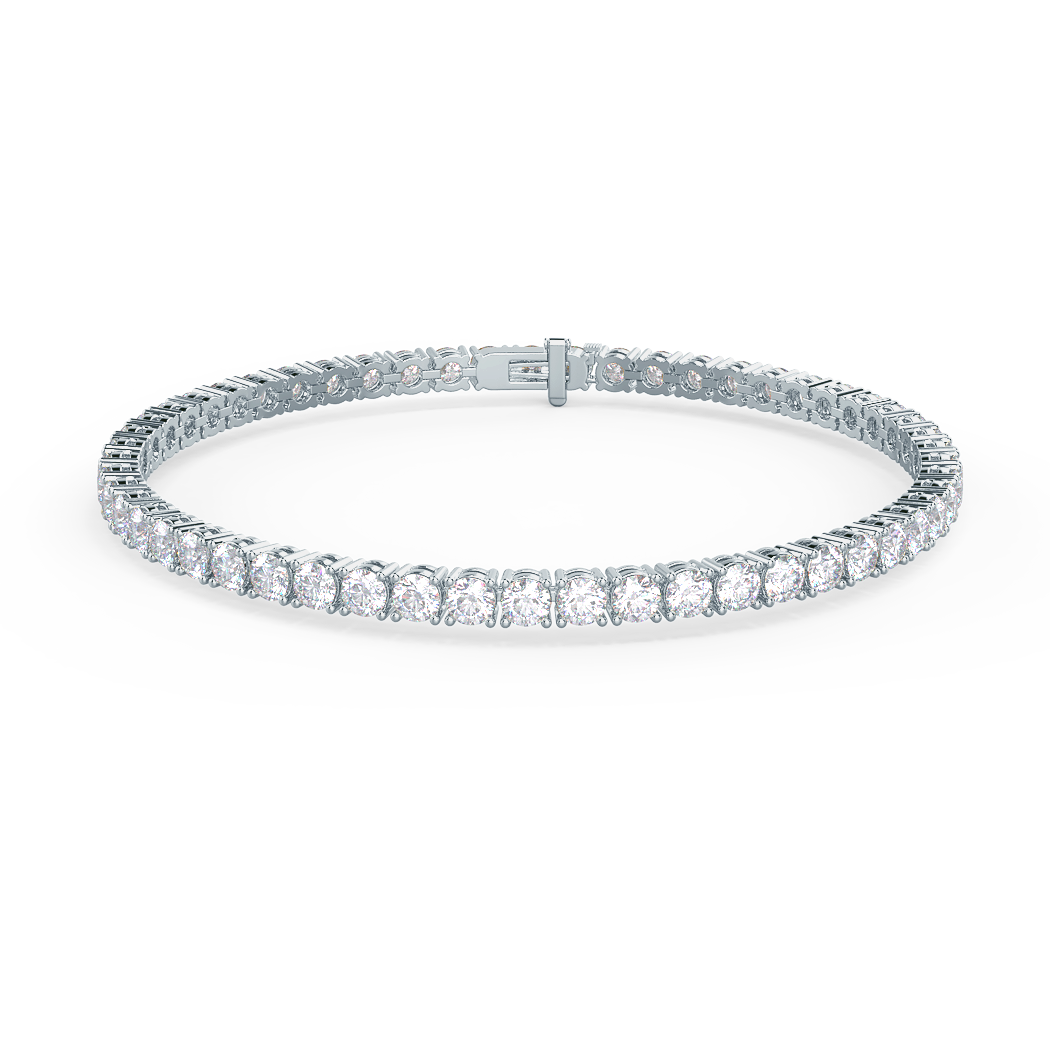Round Lab Grown Diamond Four Prong Tennis Bracelet , EF Color, VS Clarity, IGI Certificate