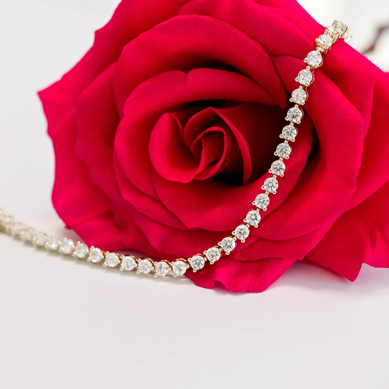 Round Lab Grown Diamond Three Prong Tennis Bracelet, EF Color, VS Clarity, IGI Certificate