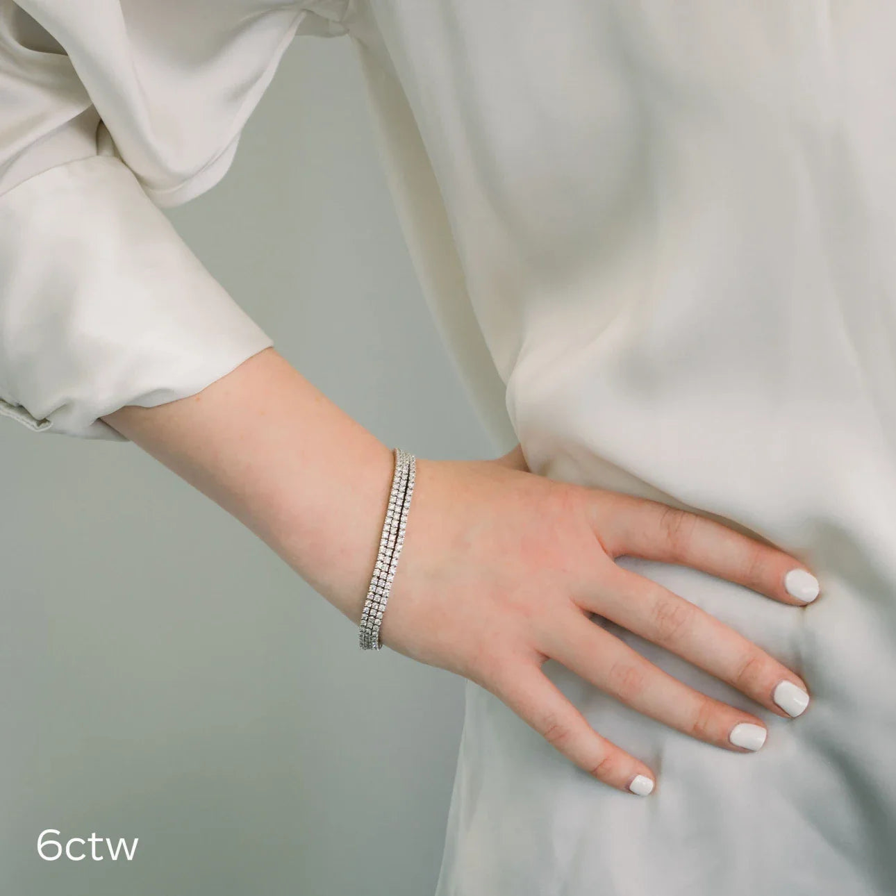 Round Lab Grown Diamond Three Row Diamond Tennis Bracelet, EF Color, VS Clarity, IGI Certificate