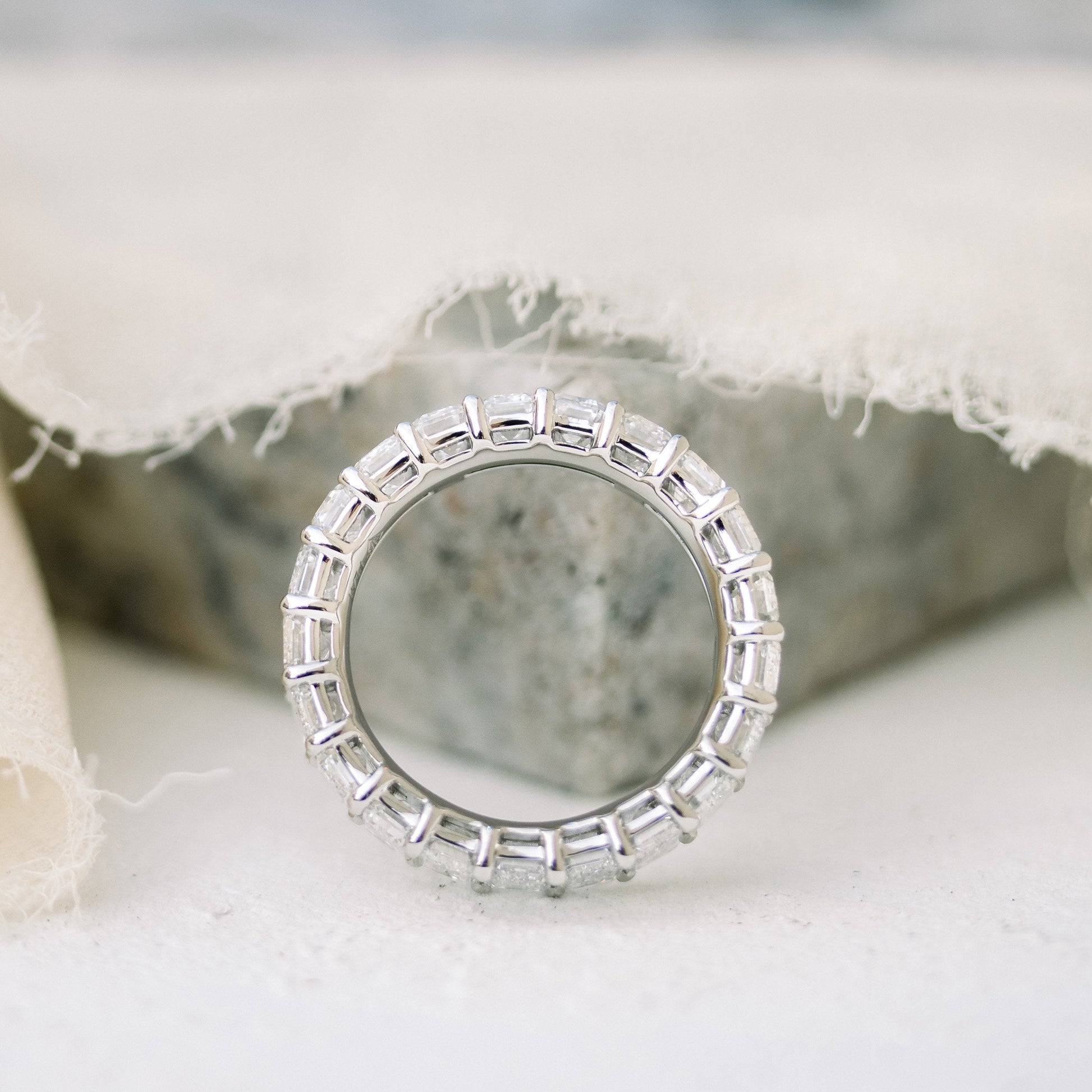 Emerald Lab Grown Diamond Eternity Band | EF Color, VS Clarity | IGI Certified | 5–6tcw | 14k/18k Gold | Ethical Wedding Band